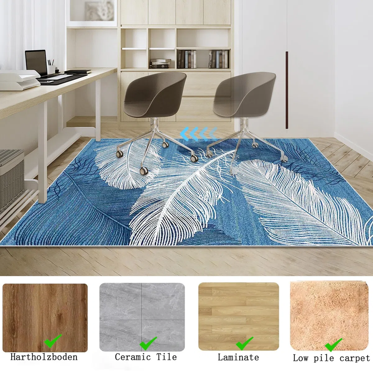 Tappeto Salvapavimento per Sedia Ufficio, Tappeto per Sedia Gaming, Tappetini per Sedie da Ufficio, Tappeto Gaming Pavimento, Tappetino Parquet Ufficio protettore del Pavimento 120 x 140 cm