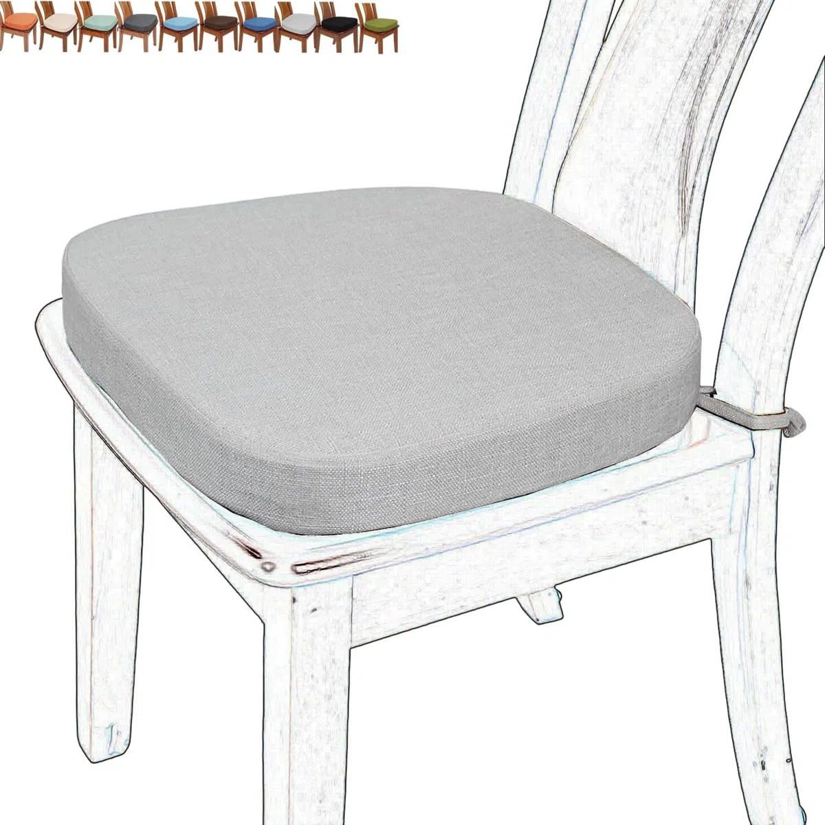 2/4/6 Pezzi Cuscini per Sedie Cucina con Lacci, Memory Foam Cuscino per Sedia Sala da Pranzo, Ufficio Cuscini per Sedie, Antiscivolo per Ufficio/Giardino/Terrazza/Interno/Esterno(#2)