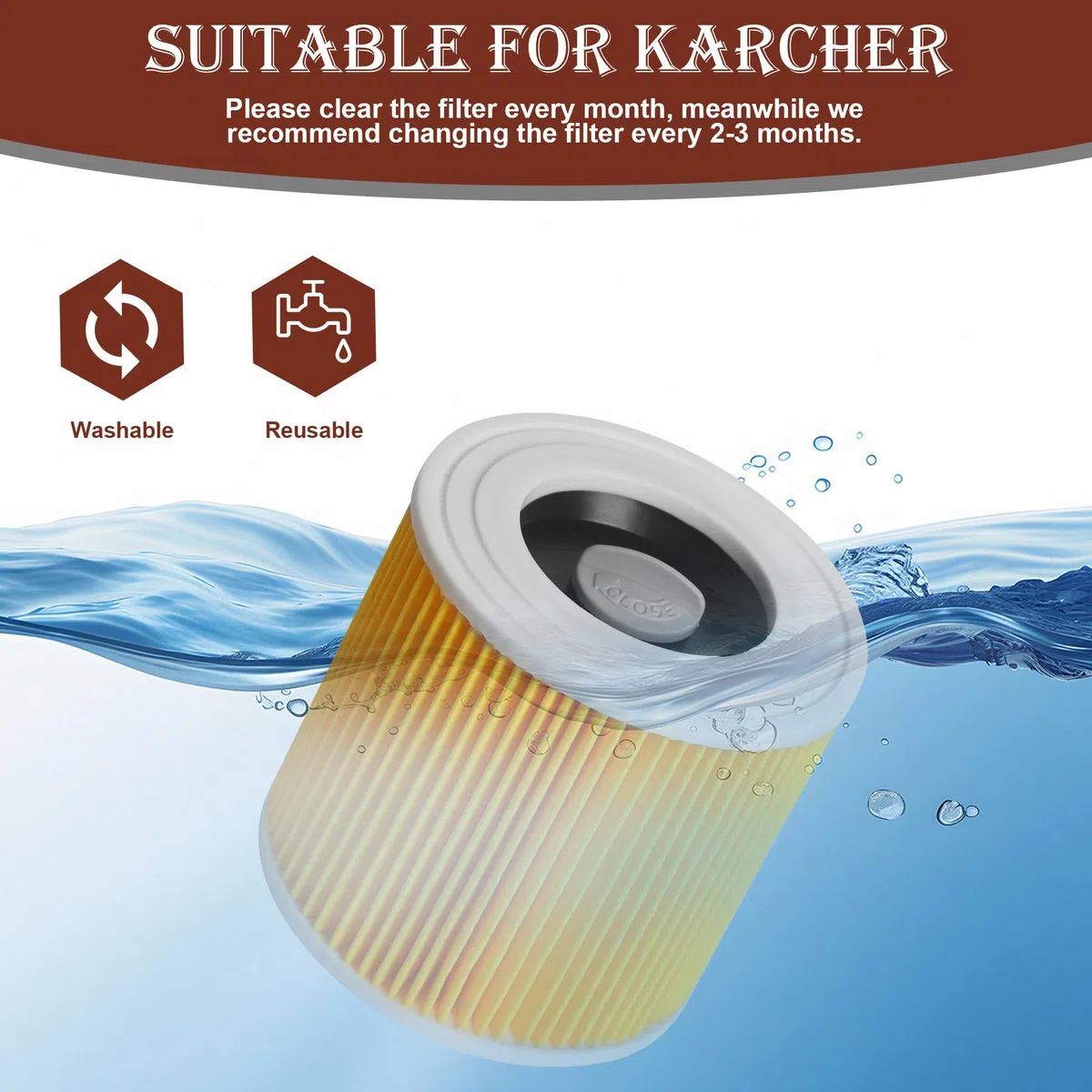 3 filtri aspirapolvere per Kärcher, adatti per Kärcher serie WD WD2 WD3 WD3P A2004 MV2 MV3, filtri di ricambio per aspirapolvere per Kärcher 6.414-552.0, 6.414-772.0, 6.414-547.0