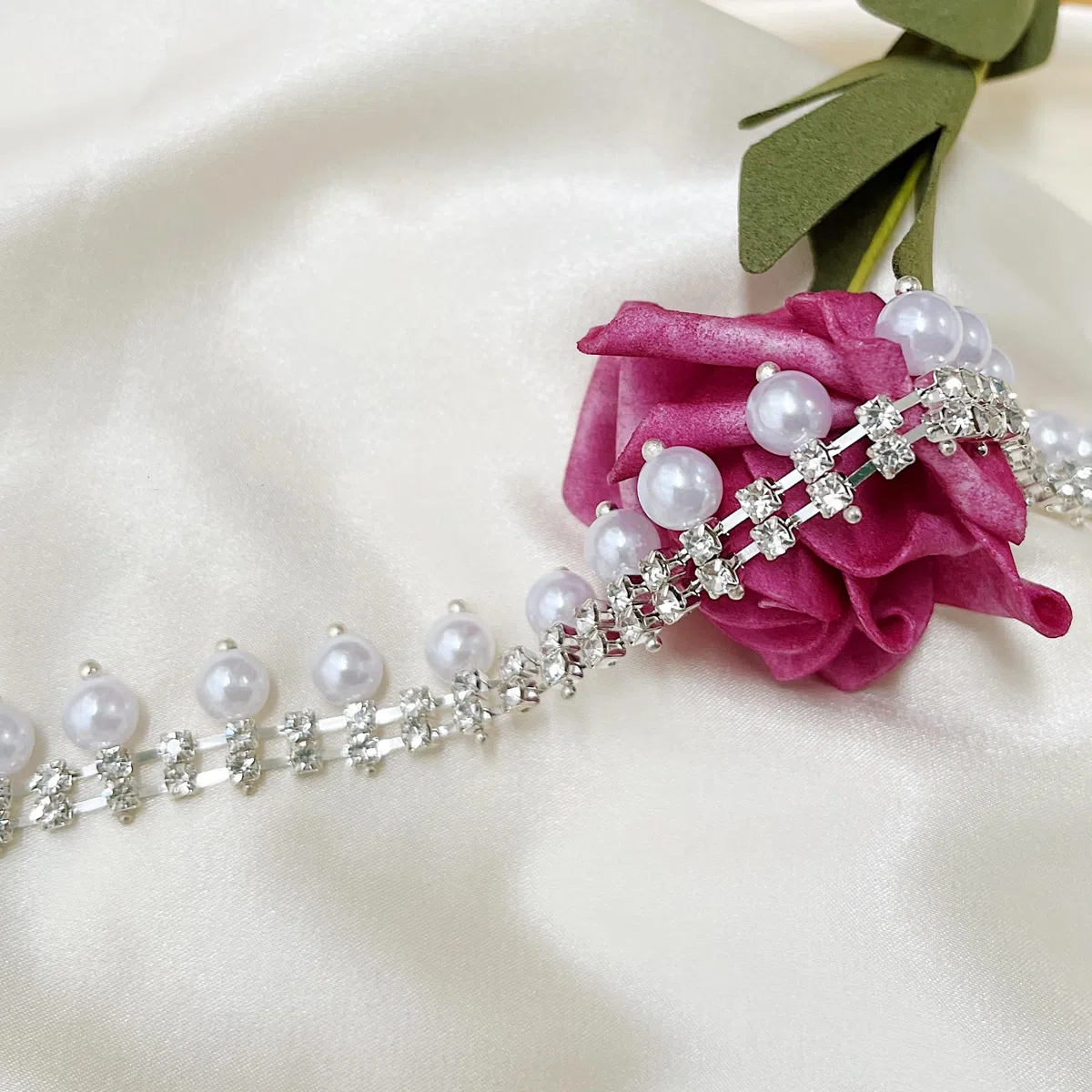 1yard Catena a Coppa Con Strass, lucido strass catena di perle per il cucito fai da te, artigianato, matrimonio, feste, accessori per la decorazione dell'abbigliamento(argento)