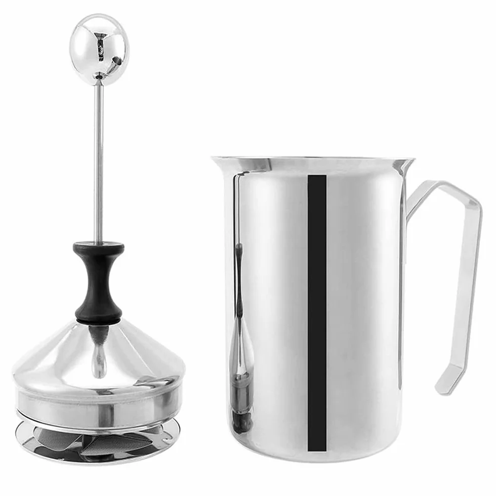 Gvolatee 500 ml Montalatte,schiumalatte in acciaio inox doppia rete manuale Latte Creamer Schiuma di latte
