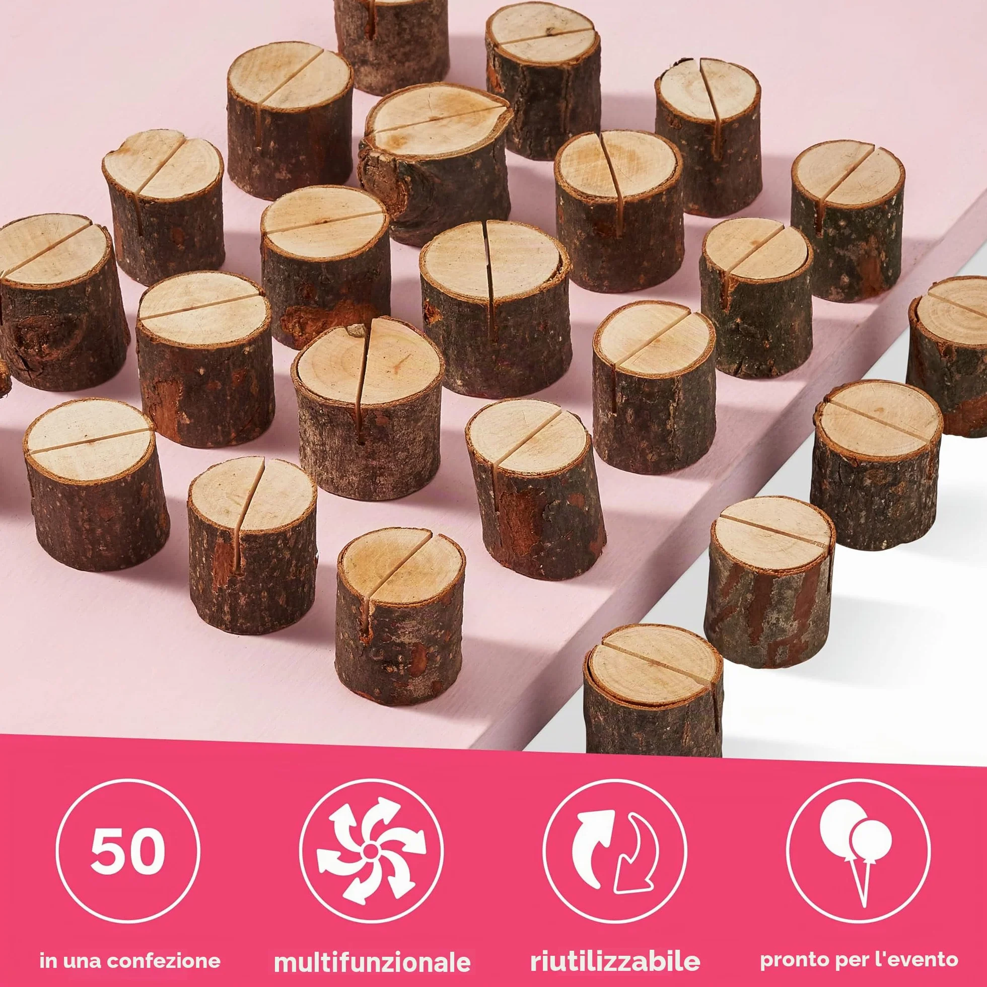 THE TWIDDLERS 50 Segnaposto in Legno di Pino per Matrimonio, 3 cm