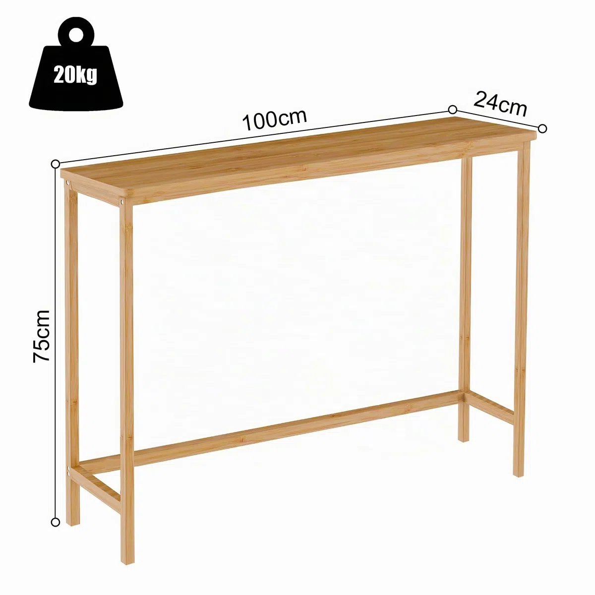 VASMIA Consolle Ingresso,Tavolo Consolle, 100 cm Tavolo Console Stretto,Tavolino da Divano Bambù per Soggiorno, Corridoio,Assemblaggio Semplice,Naturale