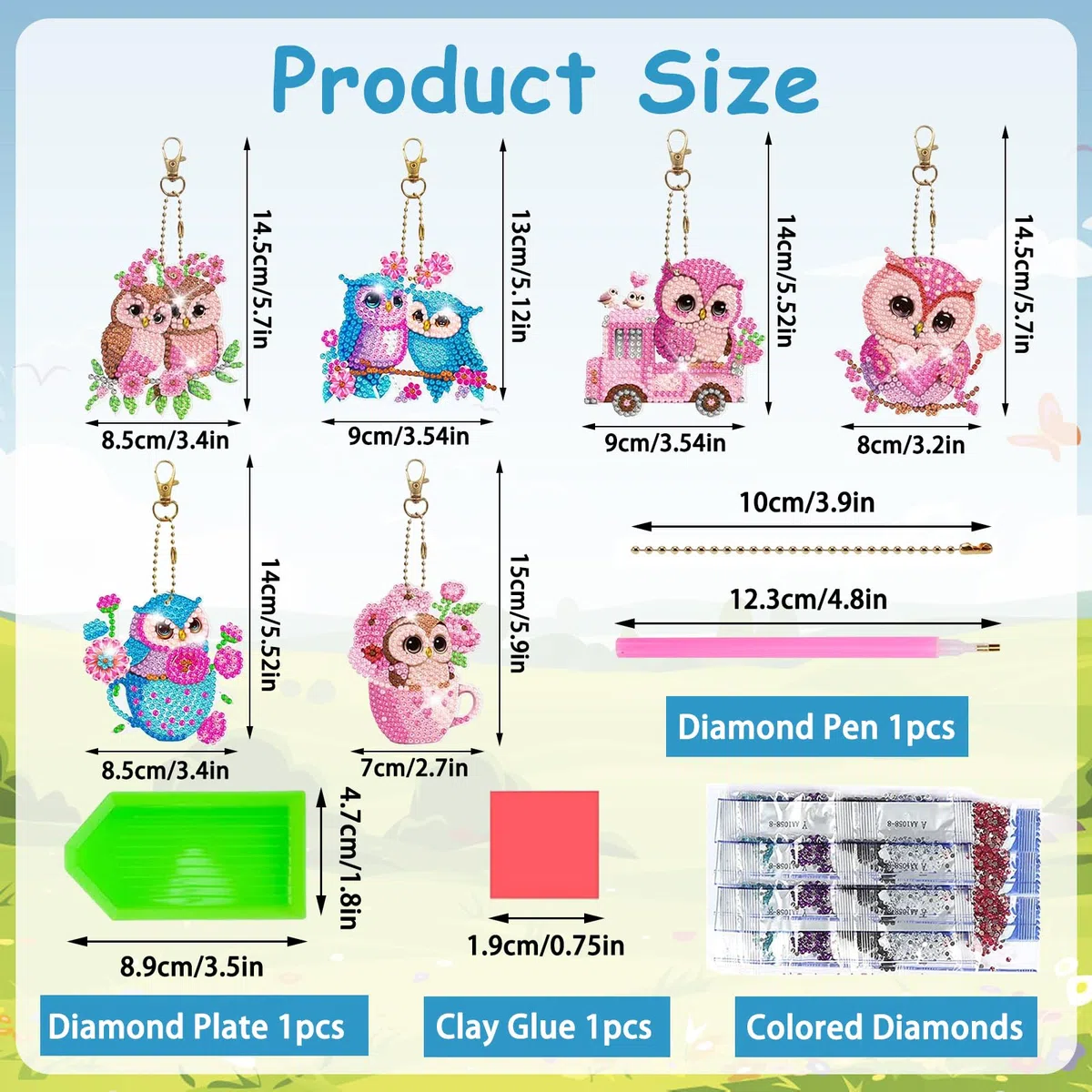 DNWFZ Diamond Painting Portachiavi 12PCS 5D DIY Disegno Farfalla Pittura Diamante Fai Da Te Uccelli Decorazione Borsa Borsetta Per Bambini Adulto Donna