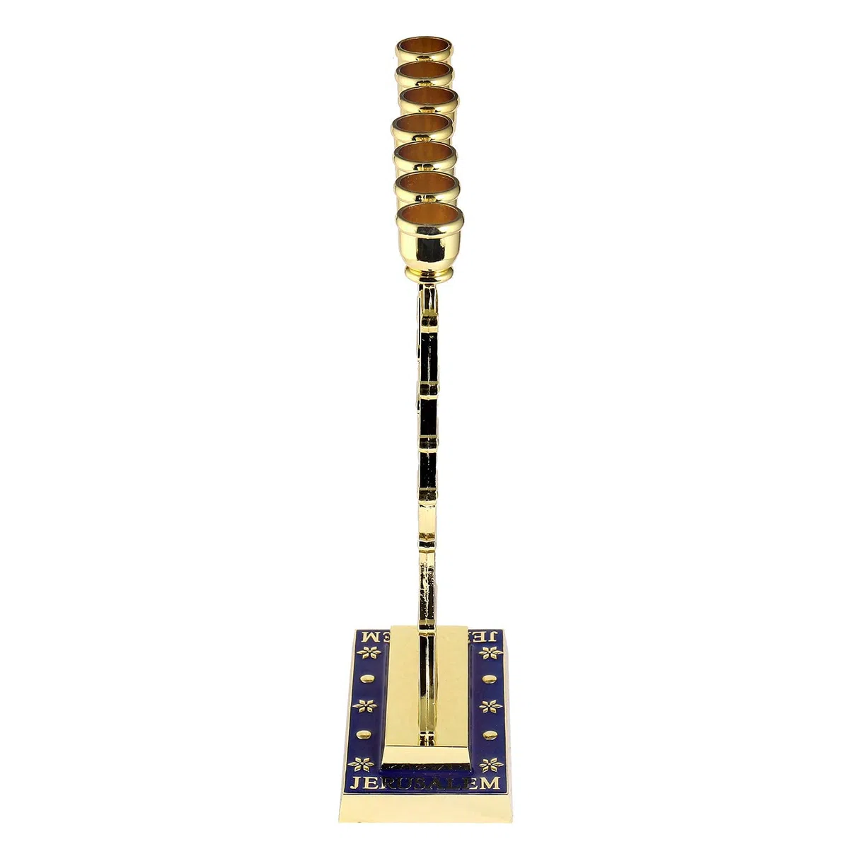 BRTAGG Menorah Candeliere ebraico, 12 tribù d'Israele, 7 rami, altezza 27 cm