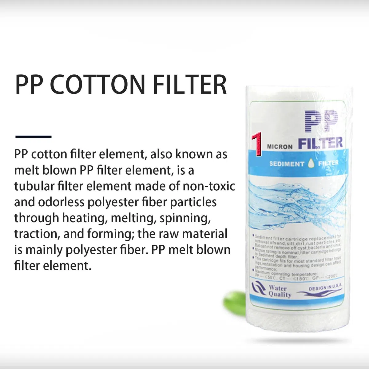 Filtro sedimenti in PP tutta la casa 5" x 2,5", cartuccia ricambio filtro per acqua 5 pollici, filtro acqua ricambio lavello, confezione da 5(1 micron)