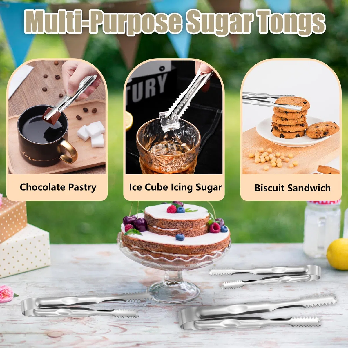 Candy Bar Accessori 72 pezzi, contiene 60 sacchetti Candy Bar e 6 pinze per zucchero, 5 adesivi e 1 ghirlanda decorativa Candy Bar, set di decorazioni per buffet, barbecue, caramelle, bar,