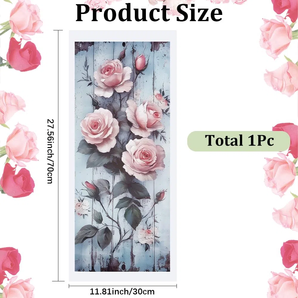 GORGECRAFT Adesivo per Pattumiera Rosa da 70x30.3cm Grande Impermeabile Autoadesivo Motivo Floreale per La Casa Il Giardino Il Frigorifero L'Esterno L'Interno Il Contenitore della Spazzatura