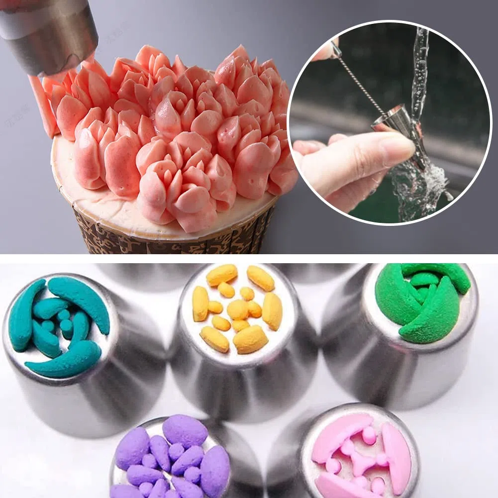 Punta russa per piping, 10 Pz fiori per torte ugelli per decorare torte russe Acciaio Inox beccucci in Acciaio Inox Ugelli Decorazione Torta per DIY Cupcakes Dessert (B)