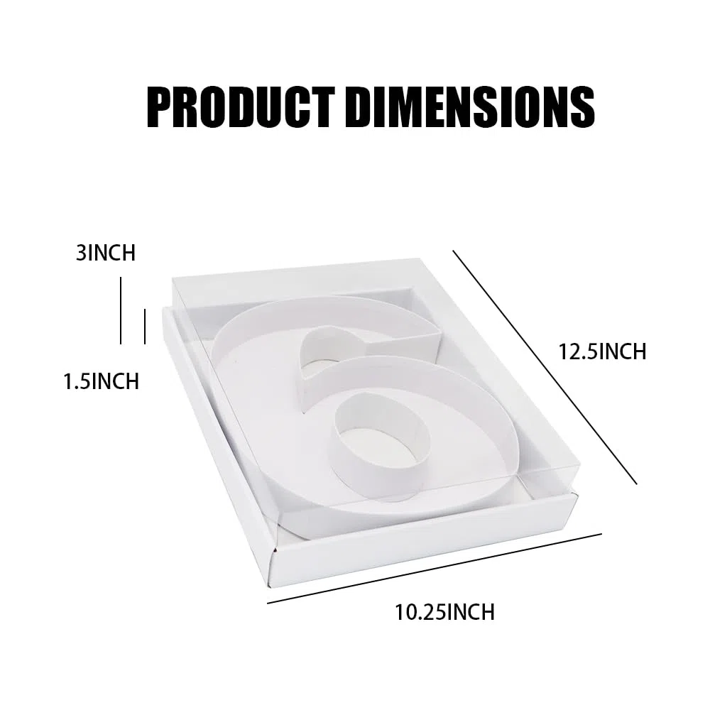 WENPACK Scatola regalo decorativa in cartapesta a forma di lettera, 31,8 cm, riempibile, per caramelle e caramelle con coperchio trasparente (bianco, 9)