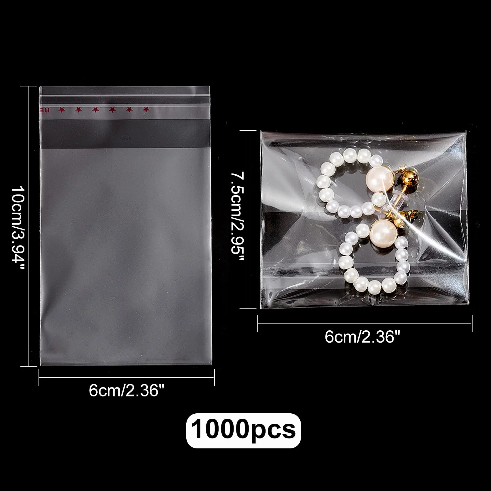 NBEADS 1000PCS plastica Trasparente Bags Grip Peel & Seal Strong Packing autoadesive Sacchetti in, 100 x 60 MM