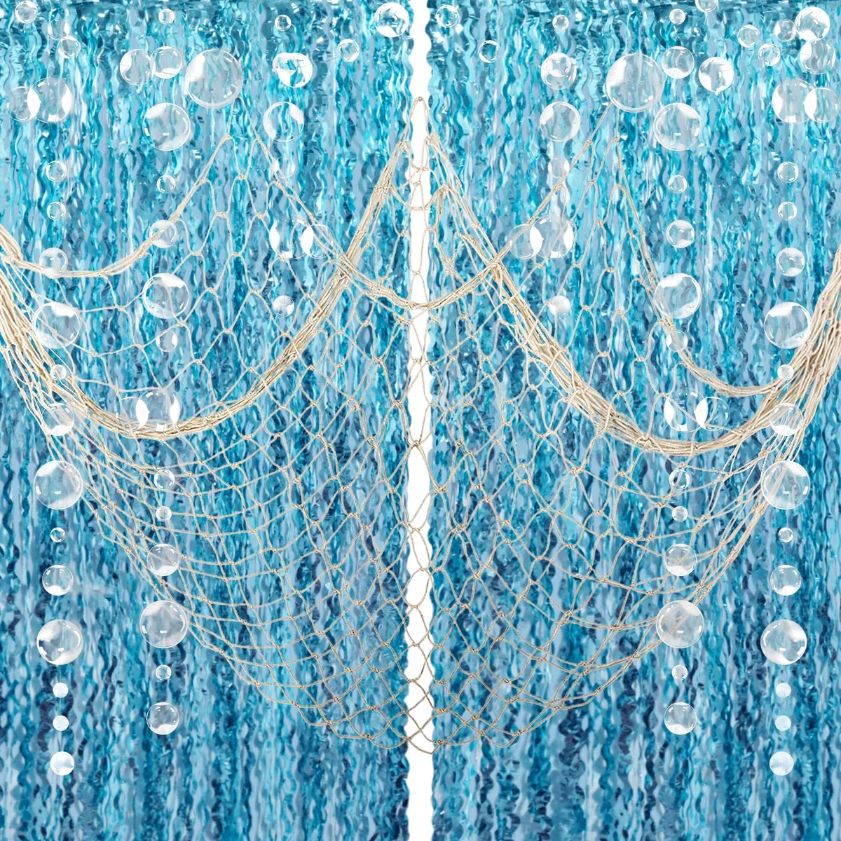 ZERODECO Rete da pesca decorativa con tenda antipioggia a conchiglie, rete decorativa da appendere, decorazione marittima