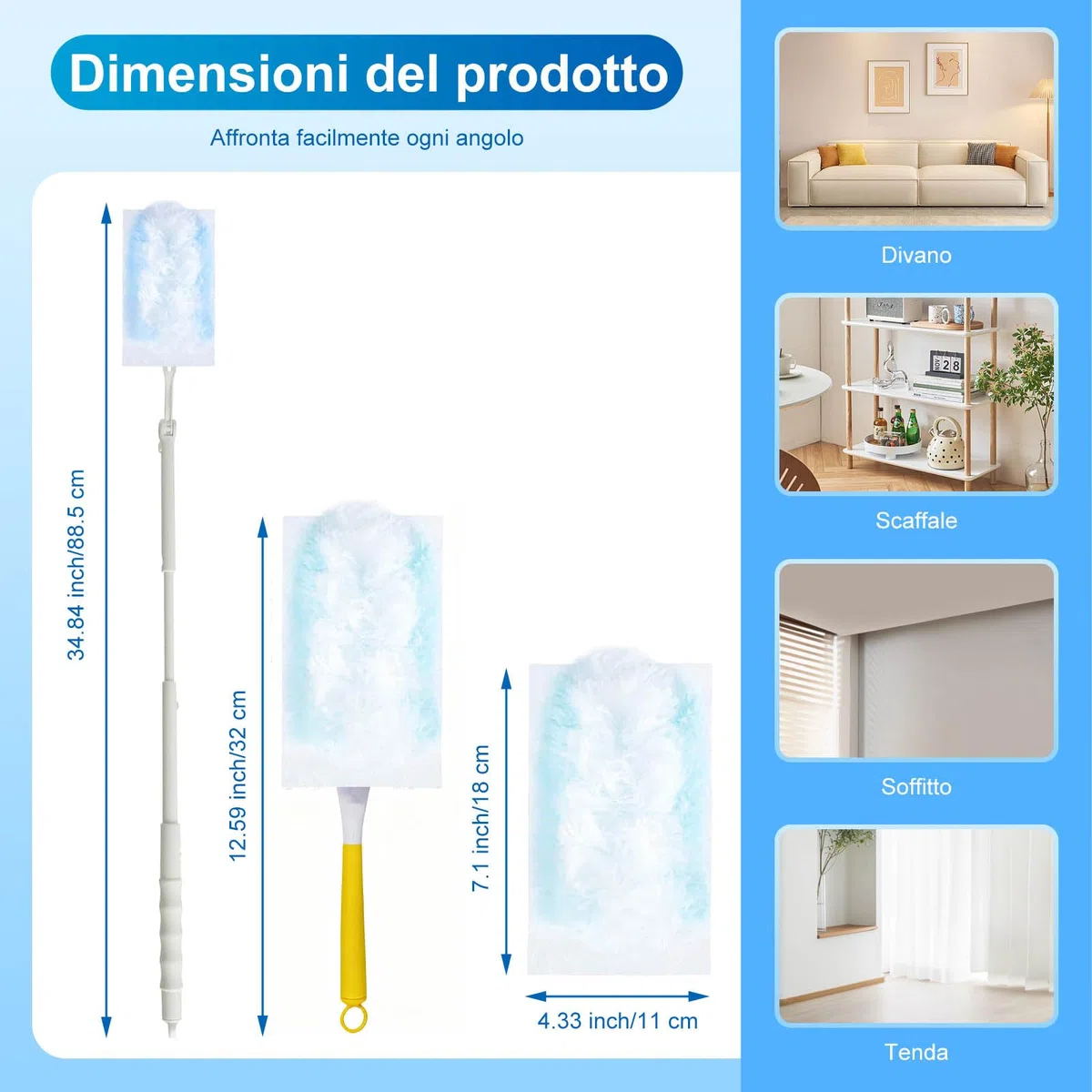 62 Pezzi Di Cattura Polvere, Piumino Magnetico Monouso per Spolverare, Spolverino Telescopico, Piumino per Spolverare per Pulire Polvere, Capelli E Macchie (60 Pezzi Di Ricambio + 2 Maniglie)