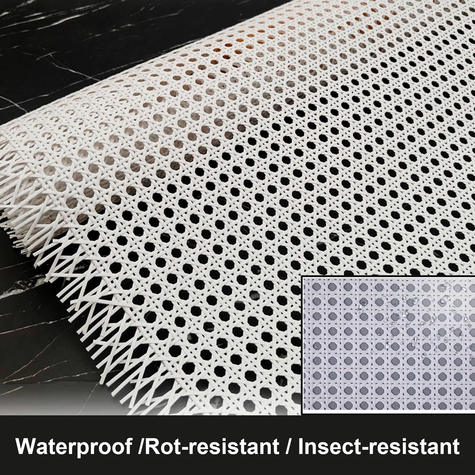 Bianco Rotolo di Fettuccia di Canna al Metro,Vienna Treccia in Plastica Rattan Impermeabile,Sintetico Aperto Tessuto Intrecciato Nastro Paglia Foglio di Vimini per Mobili Sedie(70cmx1.5m)