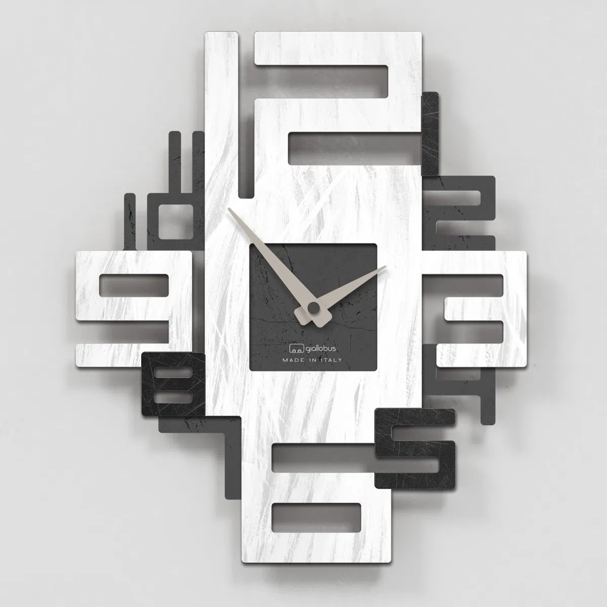 Giallobus - Orologio Bilay - Axia - Legno Mdf - Premium 38x45 - - 15 - Shade - Artigianale Made in Italy - Silenzioso - Idea regalo - Moderni doppio livello
