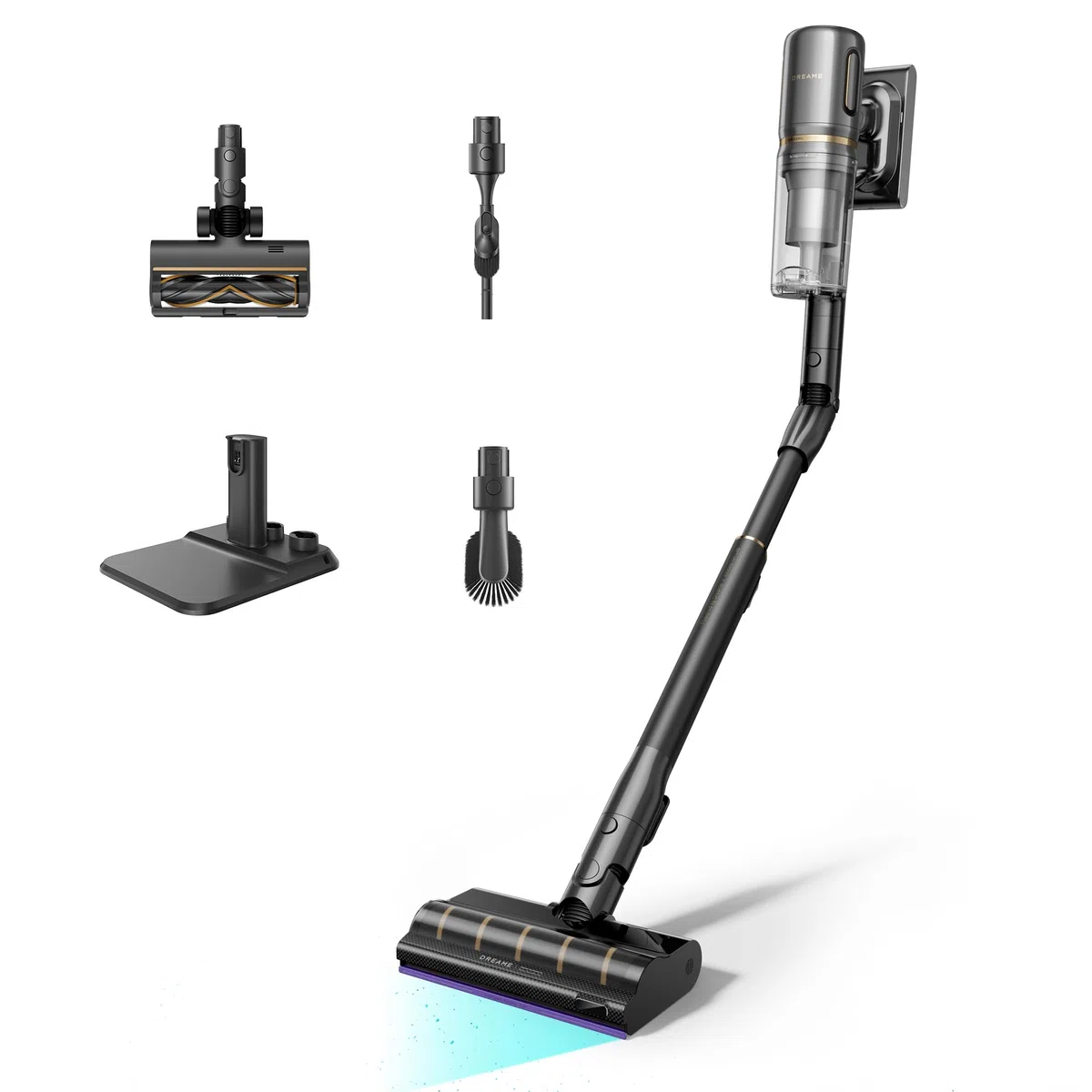 DREAME V20 Pro-A Aspirapolvere Senza Fili, 0 mm dai Bordi, Anti-groviglio, Pulizia Pavimenti duri e Tappeti e Moquette, Aspirazione 24,000PA/210 AW, Autonomia Massima 90 min, Filtrazione 99,99%
