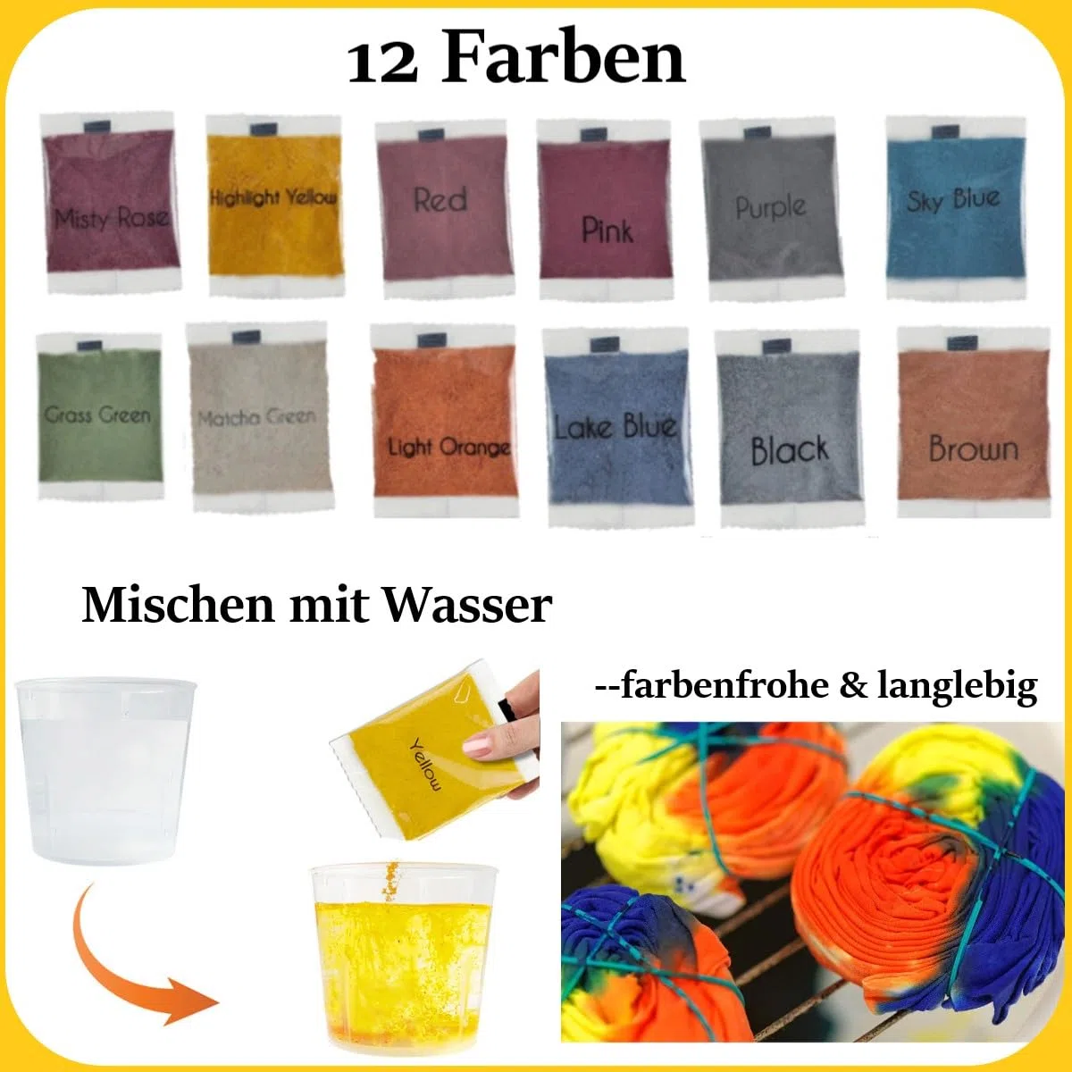Tie Dye Kit, 12 colori per tessuti batik, set di colori per tessuti fai da te, in tessuto per camicie, magliette con cappuccio, per adulti e bambini, progetti fatti a mano (senza bottiglia)