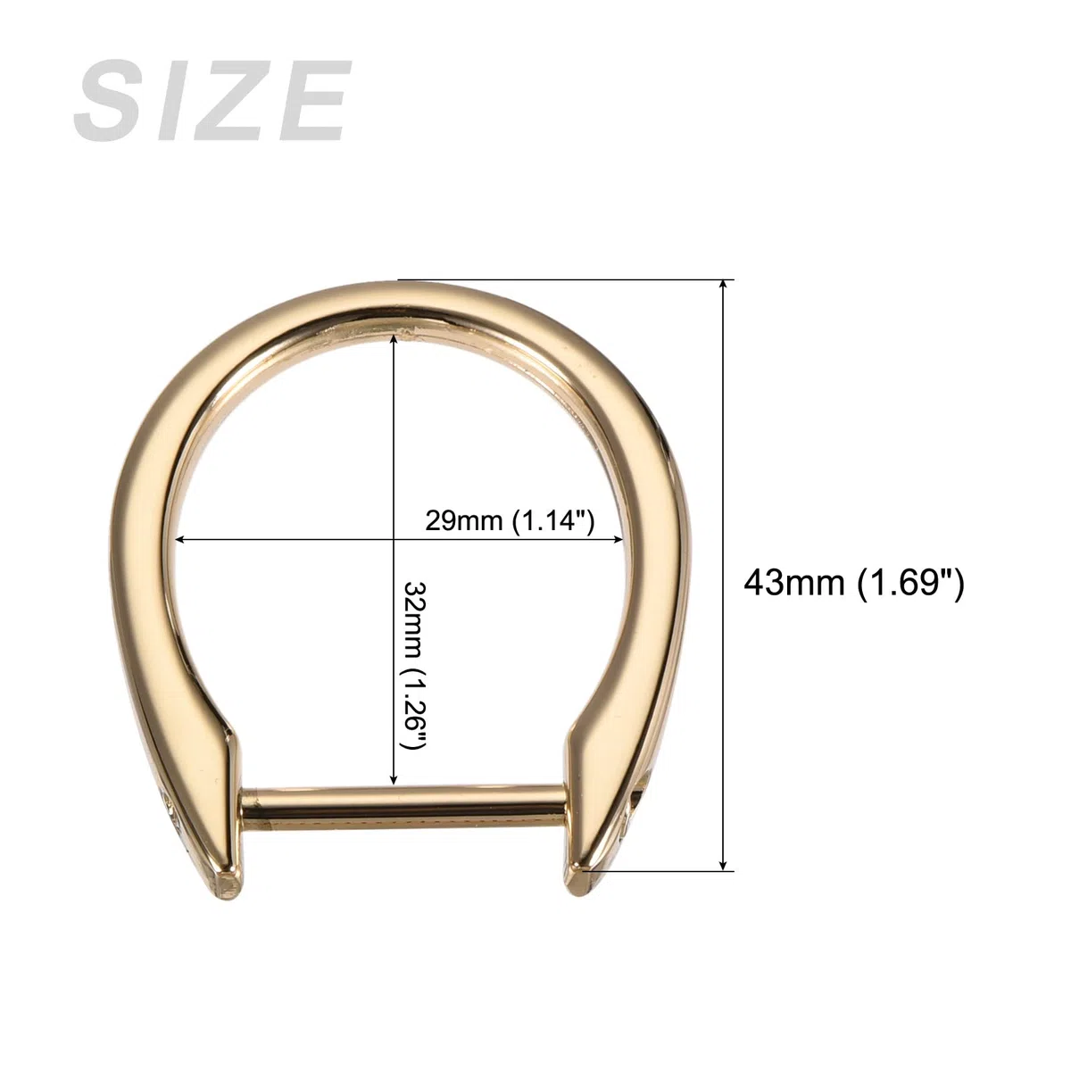 METALLIXITY Ferro Cavallo cerchio a D (29mm) 4pz, Avvitati Forma U Fibbie Grillo - per Auto Chiavi Portachiavi Borse Pelle Artigianato, Leggero Oro
