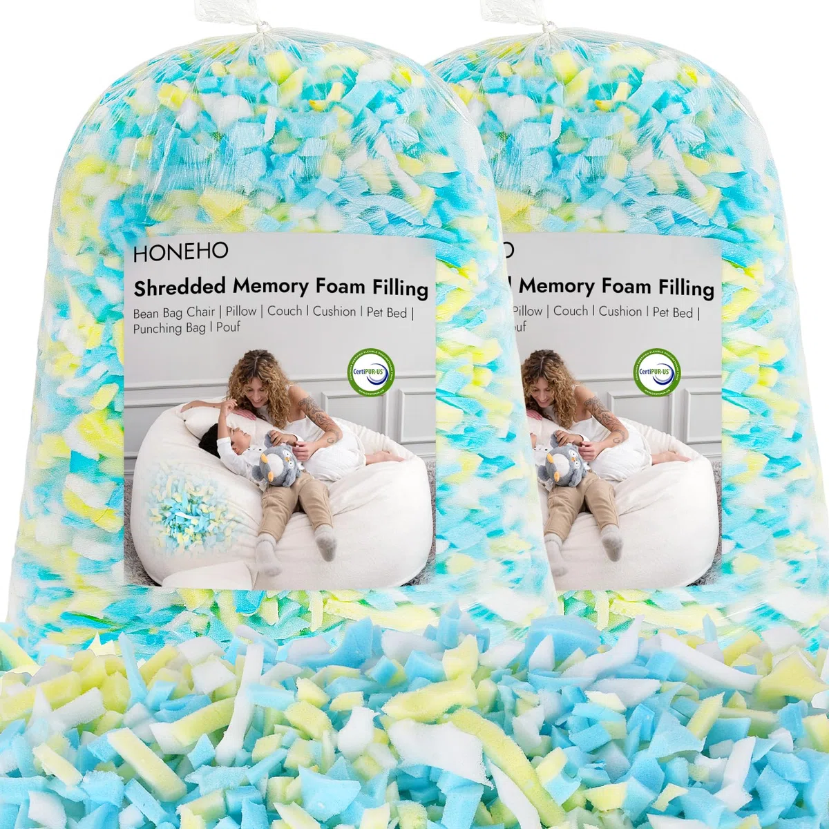 Imbottitura in memory foam da 4,4 kg per pouf, aggiunta di particelle di gel, accogliente e morbida, ideale per riempire sacchi per bambini, cuscini, cucce per cani, cuscini per divano