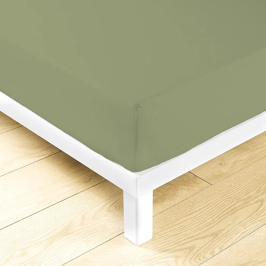 LARA MORADA - Lenzuolo Sotto Con Angoli Matrimoniale Elasticizzati, 100% Cotone, Made In Italy, Tinta Unita, Per Letto Matrimoniale 2 Posti, 180cmx200cm + 25cm, Verde Salvia