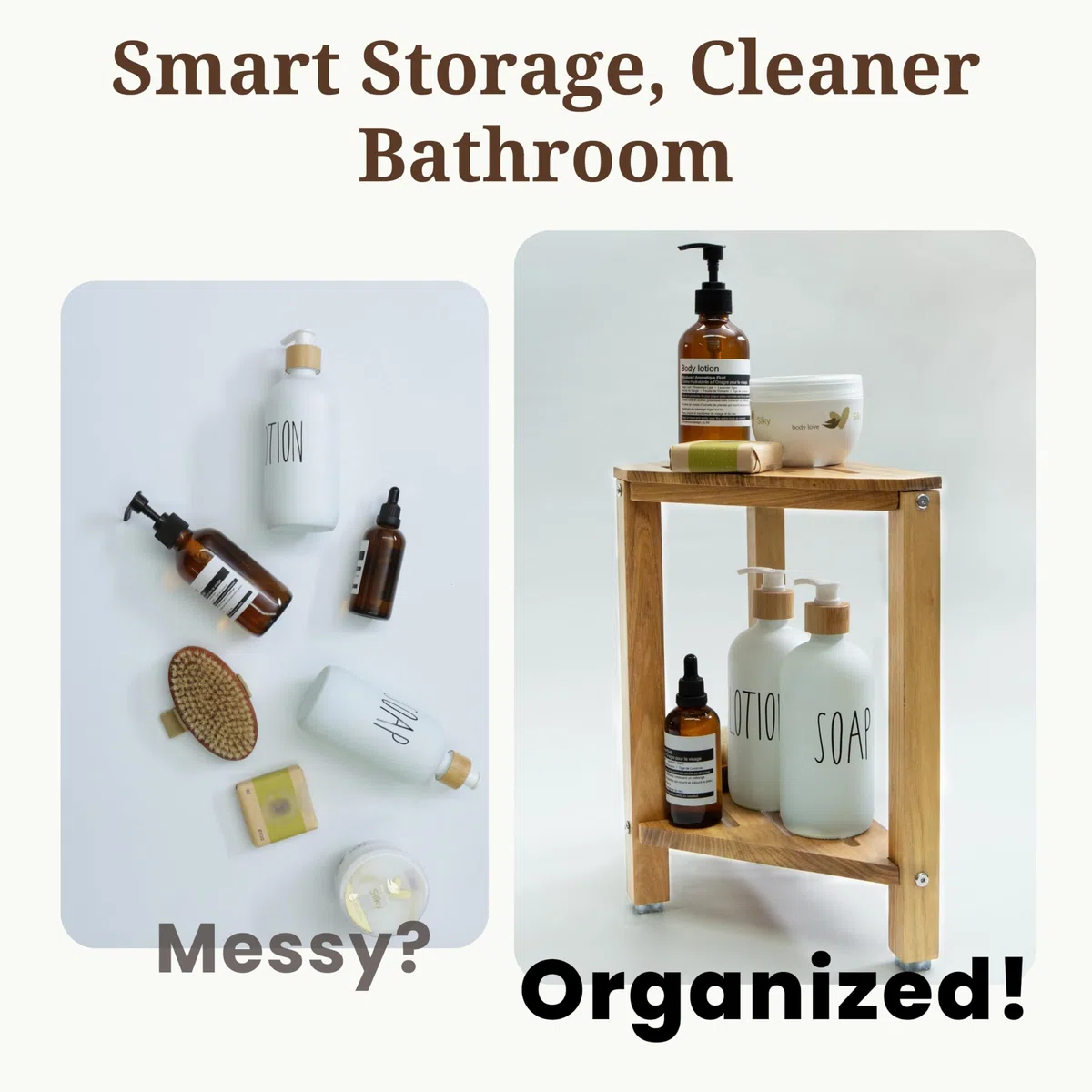 PERFNIQUE Sgabello da doccia in teak, sgabello da doccia da 35 cm, per gambe da barba, poggiapiedi per doccia interna, sgabello organizer in teak, piccola panca angolare impermeabile per bagno e