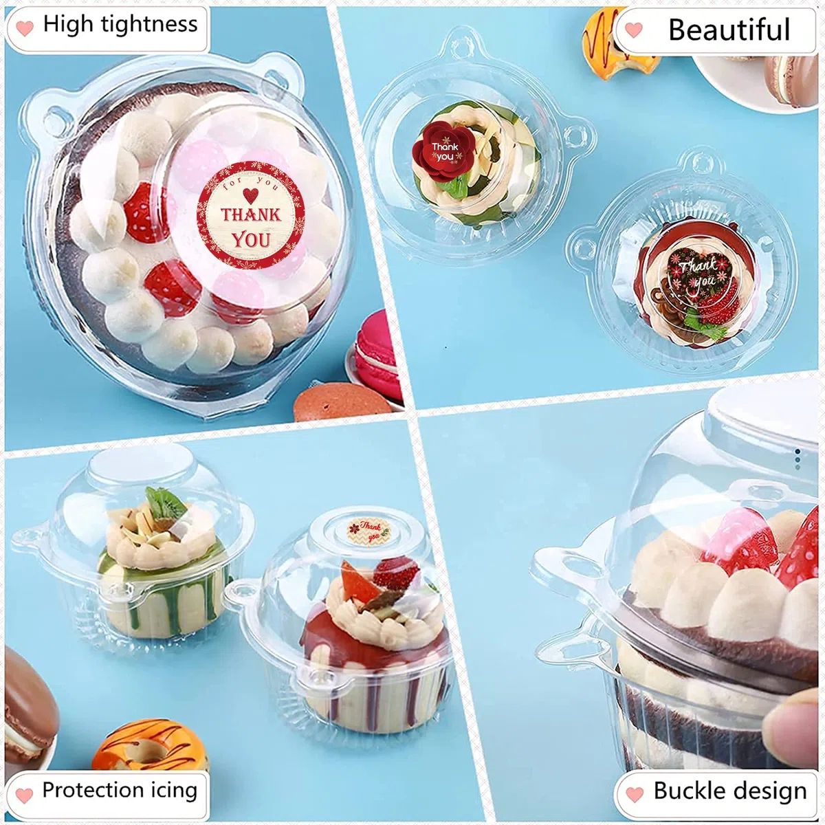 50Pz Scatola per Cupcake,Scatole per Torta ,Confezionare dei Mini Tortini Monoporzione,Usate per Torte, Insalate,Adatte per Feste, Matrimoni, Negozi di Dolci