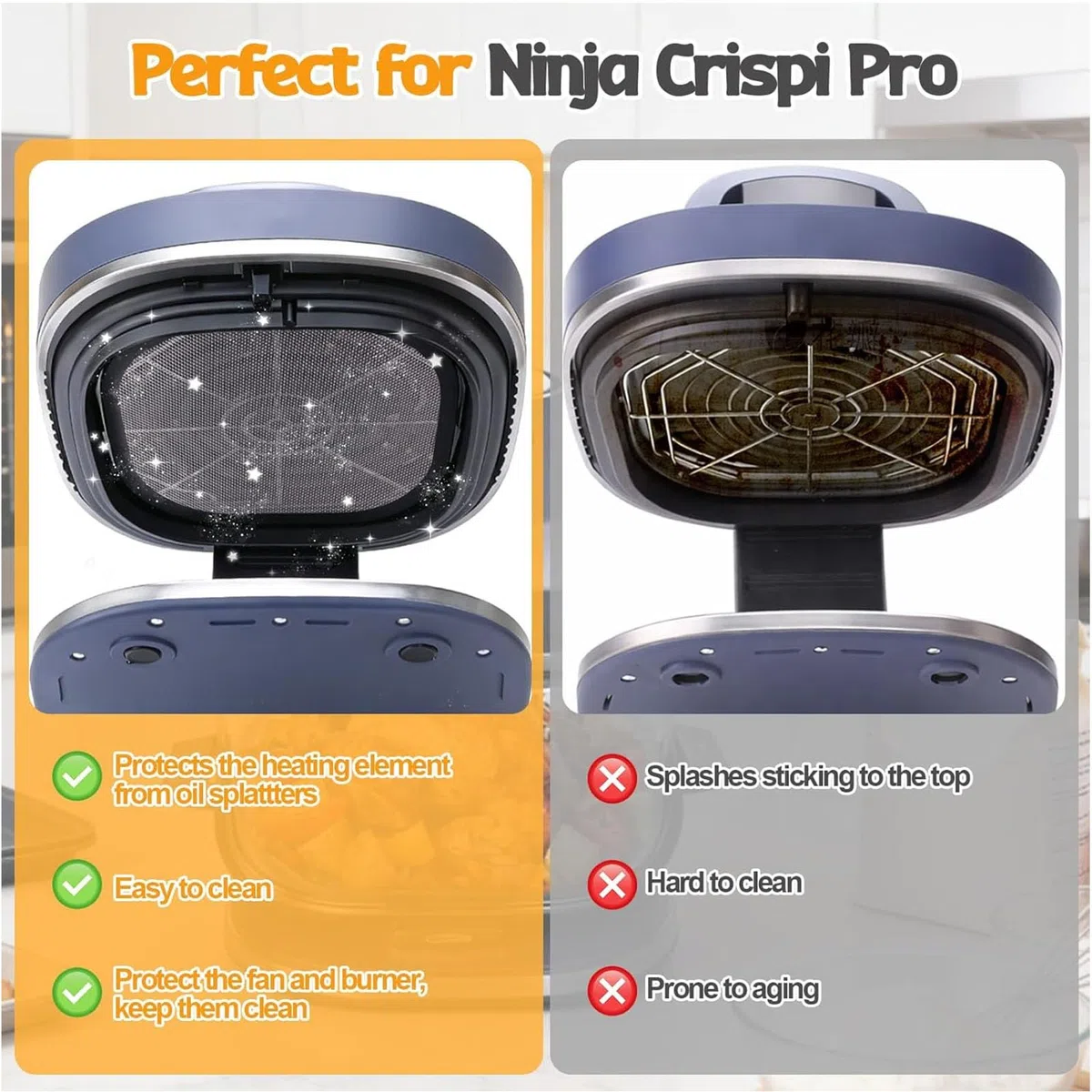 3 Pezzi Stampi Silicone e Griglia Anti Proiezione Magnetica in Acciaio Inox per Ninja CRISPi Friggitrice ad aria AS101EU, Air Fryer Accessori per Ninja Air Fryer AS101EU (1)