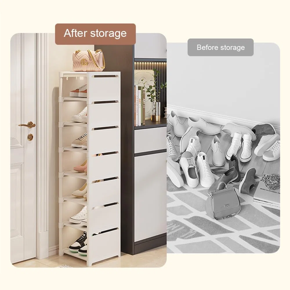 Scarpiera Bianca Stretta 5 Livelli, Scaffali Portascarpe Salvaspazio Ingresso Slim, 1 Livello per 1 Paia di Scarpe, Organizzatori Porta Scarpe per Corridoio, Camera da Letto, Soggiorno