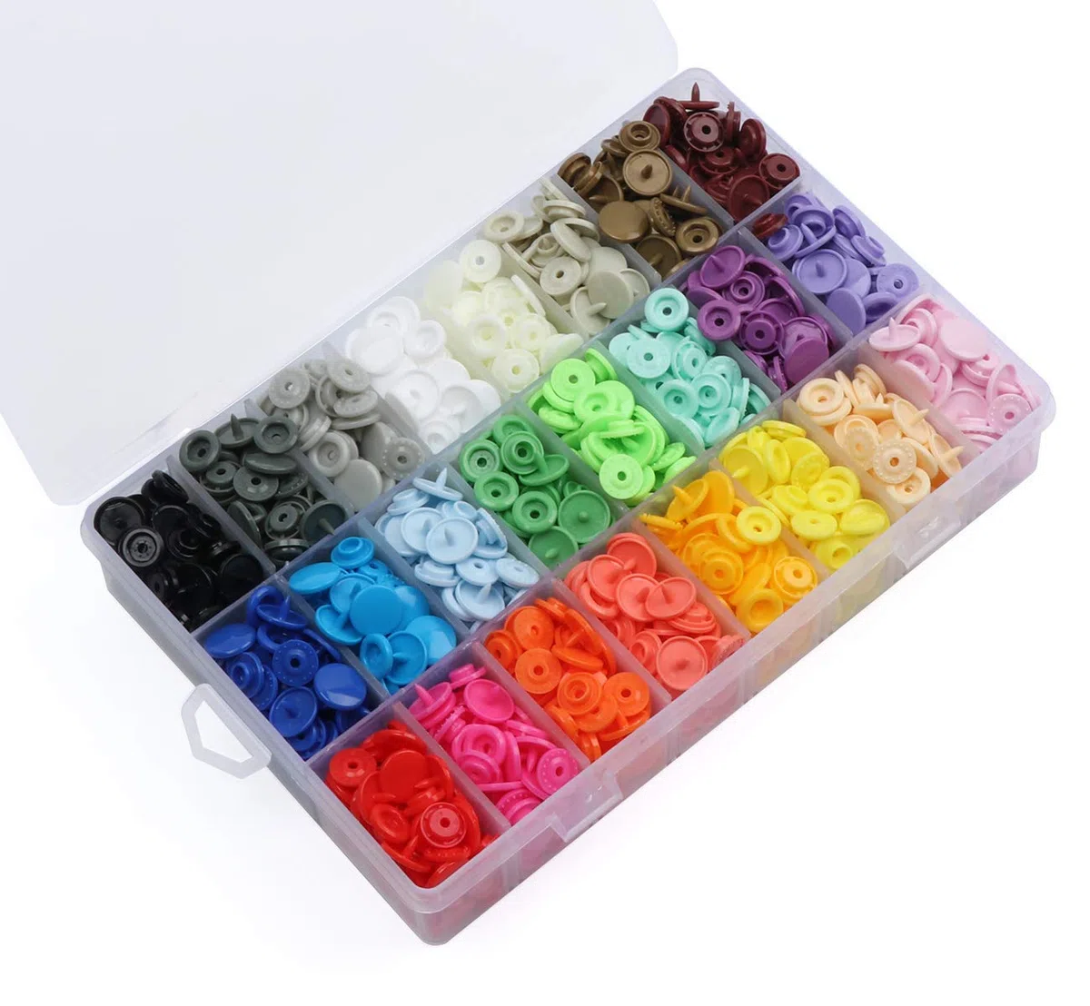 ilauke 408pz Bottoni Automatici a Pressione, Bottoni a Pressione Automatici Colorati in Plastica 24 Colori, Sewing Craft Set per Cucito Creativo Fai da Te Scrapbooking Artigianato