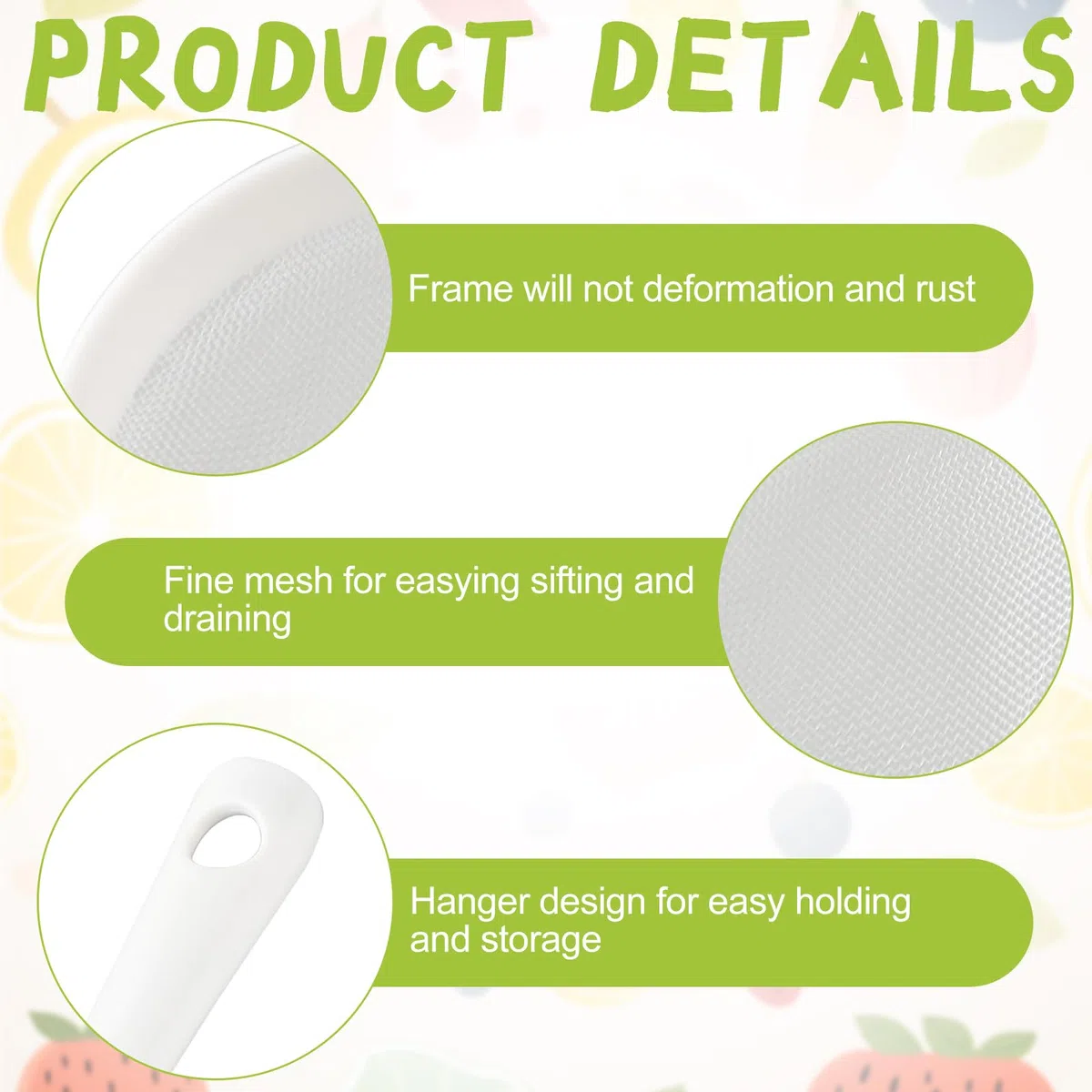 3 Pz Filtro a Setaccio, Colino in Plastica per Filtro Kefir, Filtri a Rete in Nylon, con Manico in Plastica, Setaccio Filtro, Setaccio da Cucina per Filtrare Olio, Caffè, Vino, Succhi