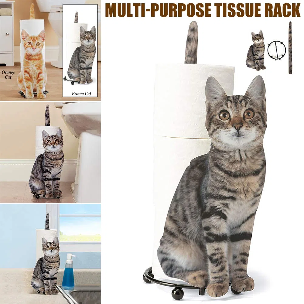porta rotolo di carta igienica a forma di gatto, porta carta igienica da bagno, regalo per gli amanti dei gatti (arancione)