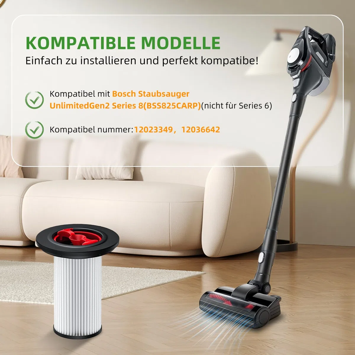 2 Pezzi Filtro Aspirapolvere Bosch Unlimited Gen2 Serie 8 per B-osch 12036642 & 12023349 S8 Filtro HEPA Per Aspirapolvere Bosc-h Unlimited Gen2 Accessori Contro Le Polveri Sottili Con 2 Spazzole