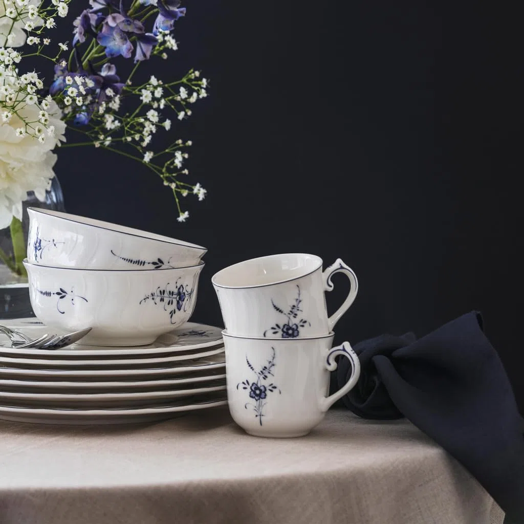 Villeroy & Boch Vieux Luxembourg Tazzina da Caffè, 200 ml, Altezza 8.3 cm, Porcellana Premium, Bianco/Blu