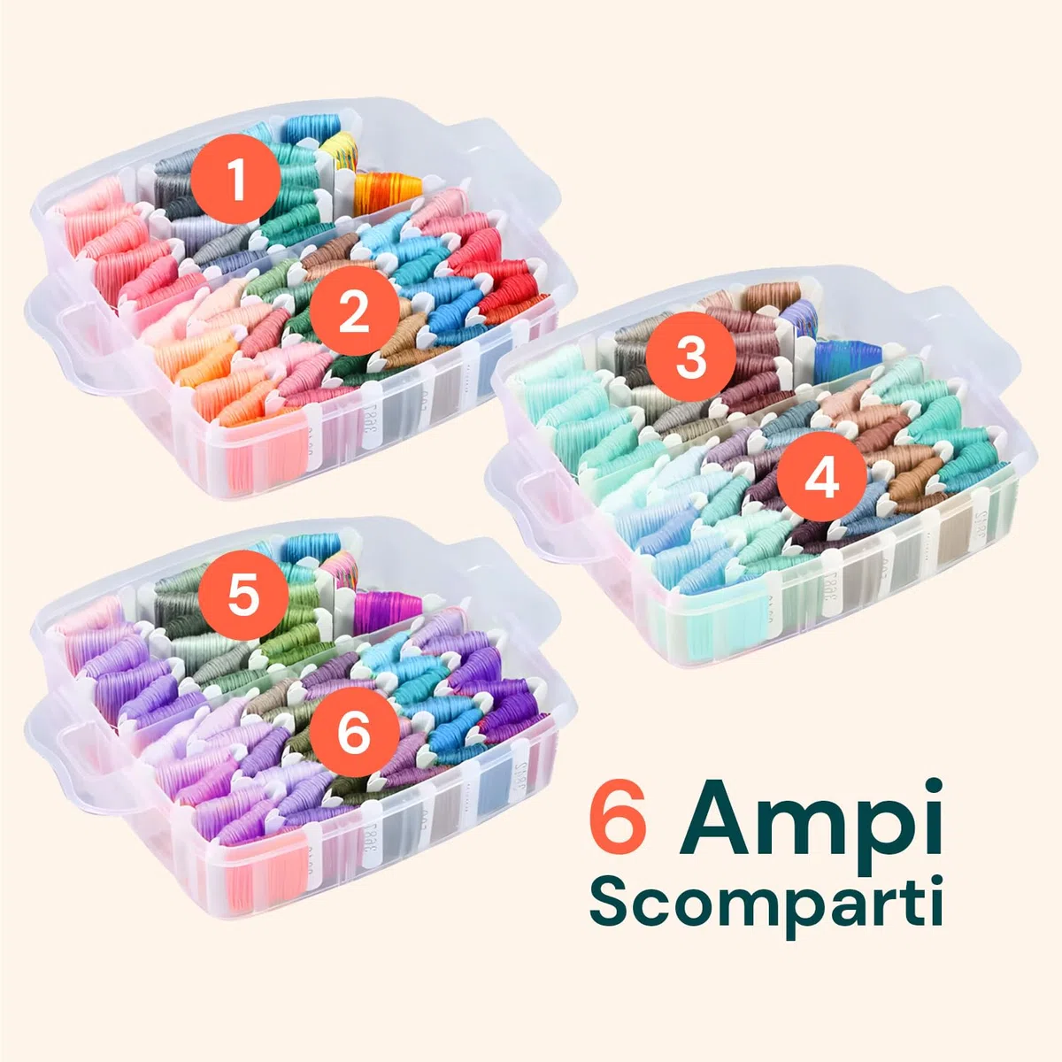 Avilia Kit Ricamo Completo - 150 Fili Colorati Già Avvolti - Organizer 3 Livelli 6 Scomparti - Aghi, Infila Aghi, Accessori Punto Croce Inclusi - Set DIY Braccialetti Amicizia Adulti e Bambini