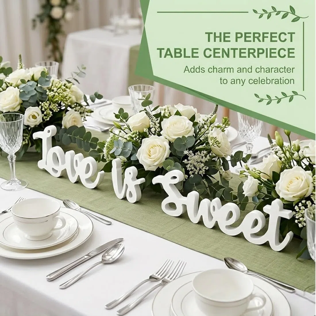 Decorazione da Tavolo in Legno "Love Is Sweet" - Perfetta per Matrimonio, Anniversario e Casa - Idea Regalo per Coppie e Sposi