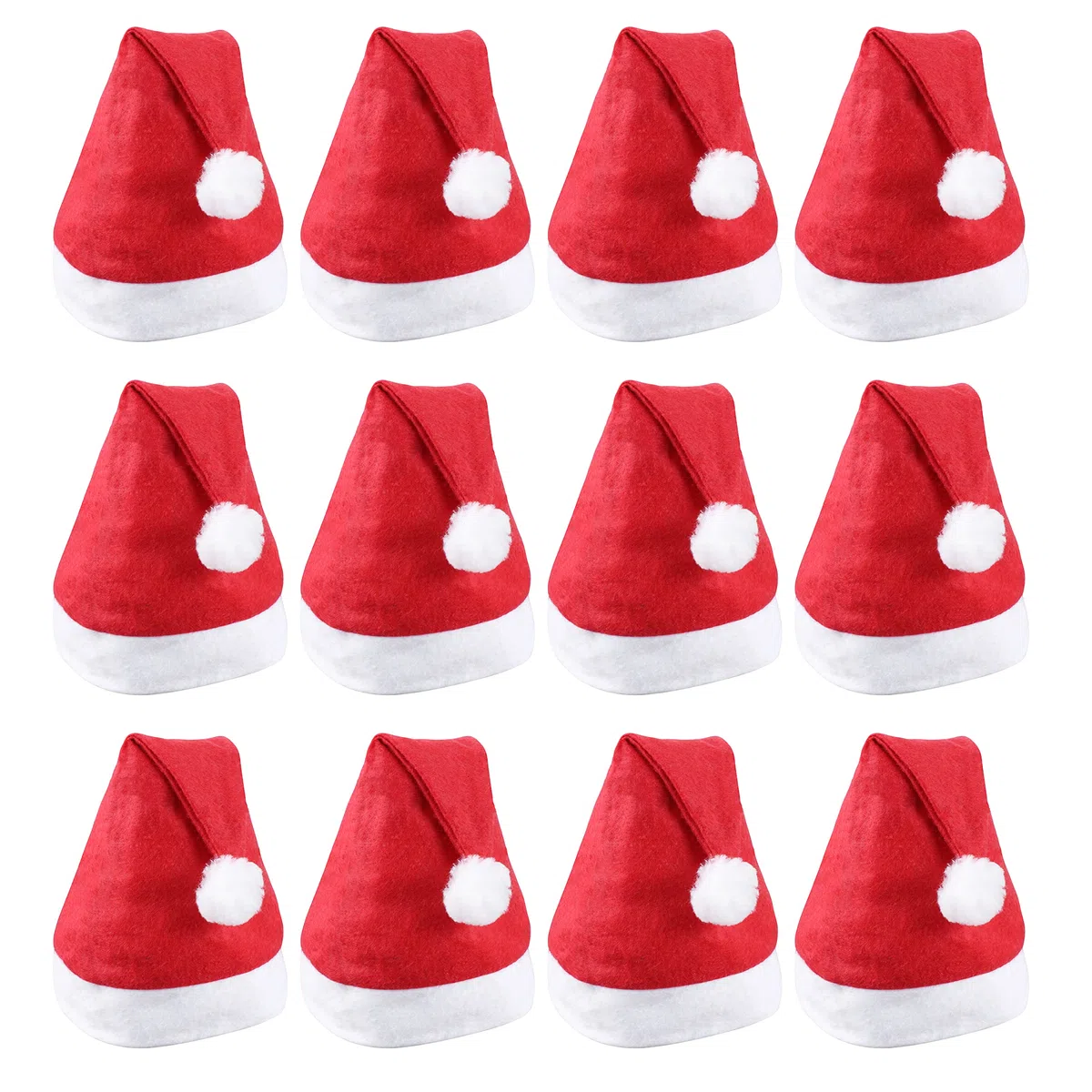 JSMTKJ 12 Cappelli di Babbo Natale, Cappello di Natale Unisex, Comodo da Indossare, 24 cm x 32 cm