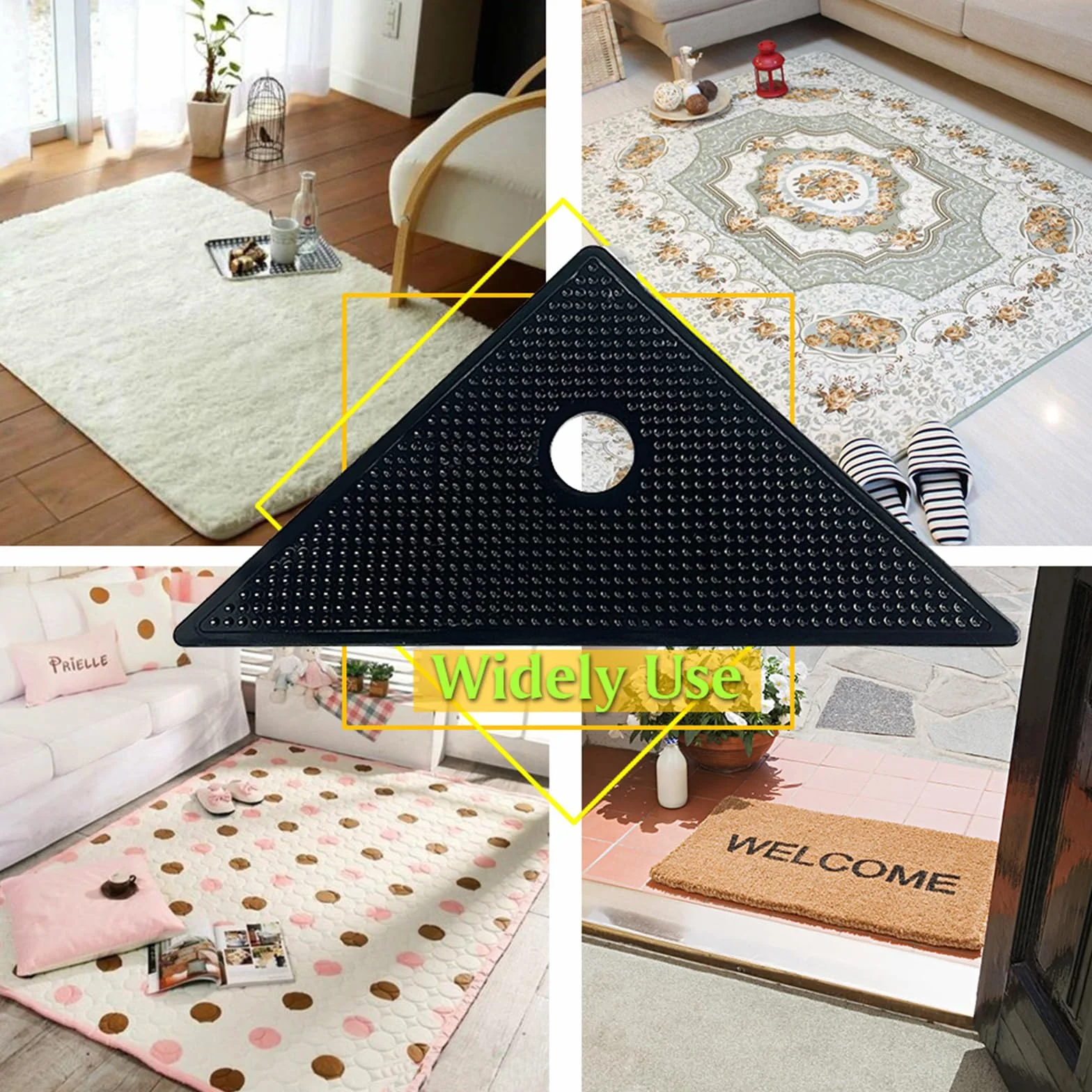 Ysnzaq per Tappeti 8 Pezzi Tappeto Gripper, Antiscivolo e Riutilizzabili Tappeto Gripper lavabili per tappeti Tappetino Antiscivolo Ideale ai rug Grippers per Il Bagno della Cucina-8 Pieces Black