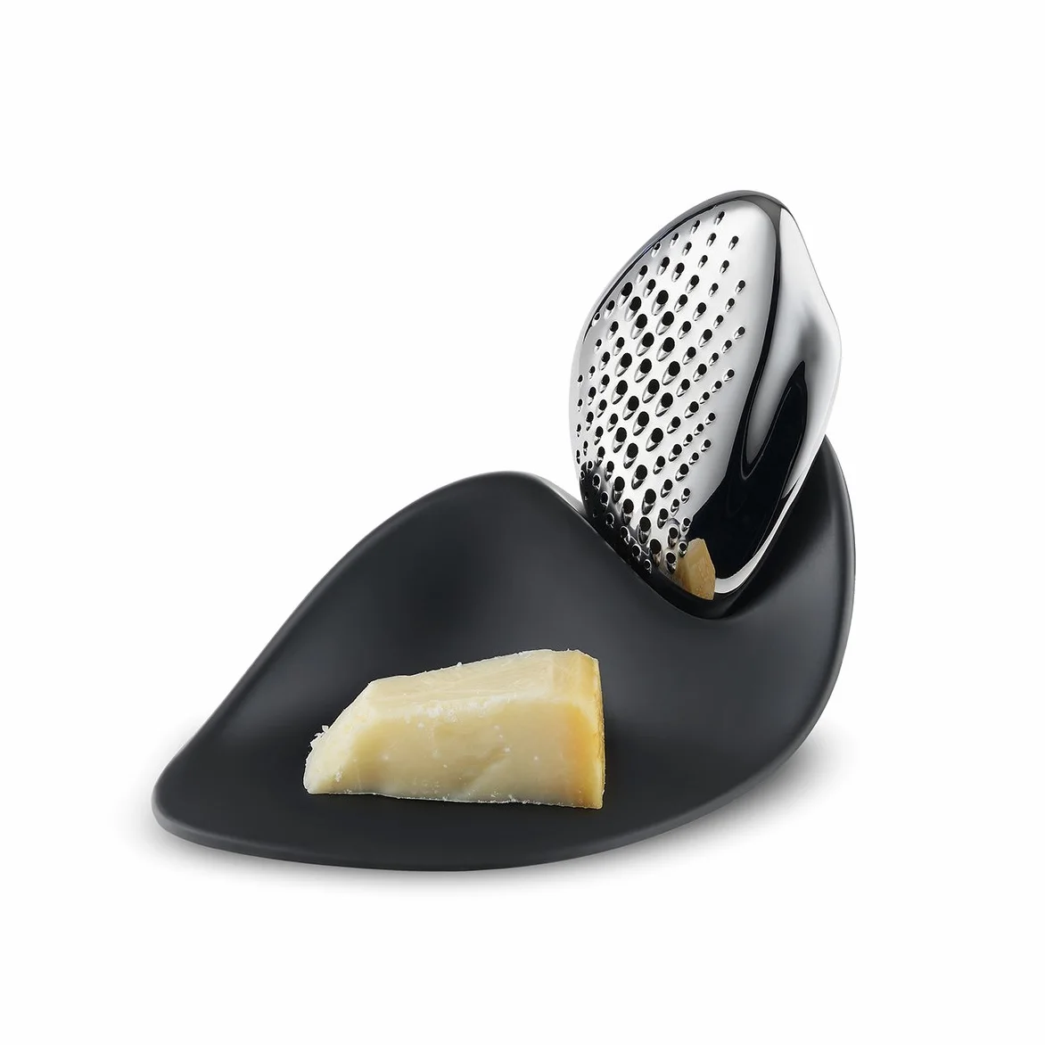 Alessi ZH03 Forma Grattugia in Acciaio Inossidabile 18/10 Lucido con Base in Melammina, Argento/Nero