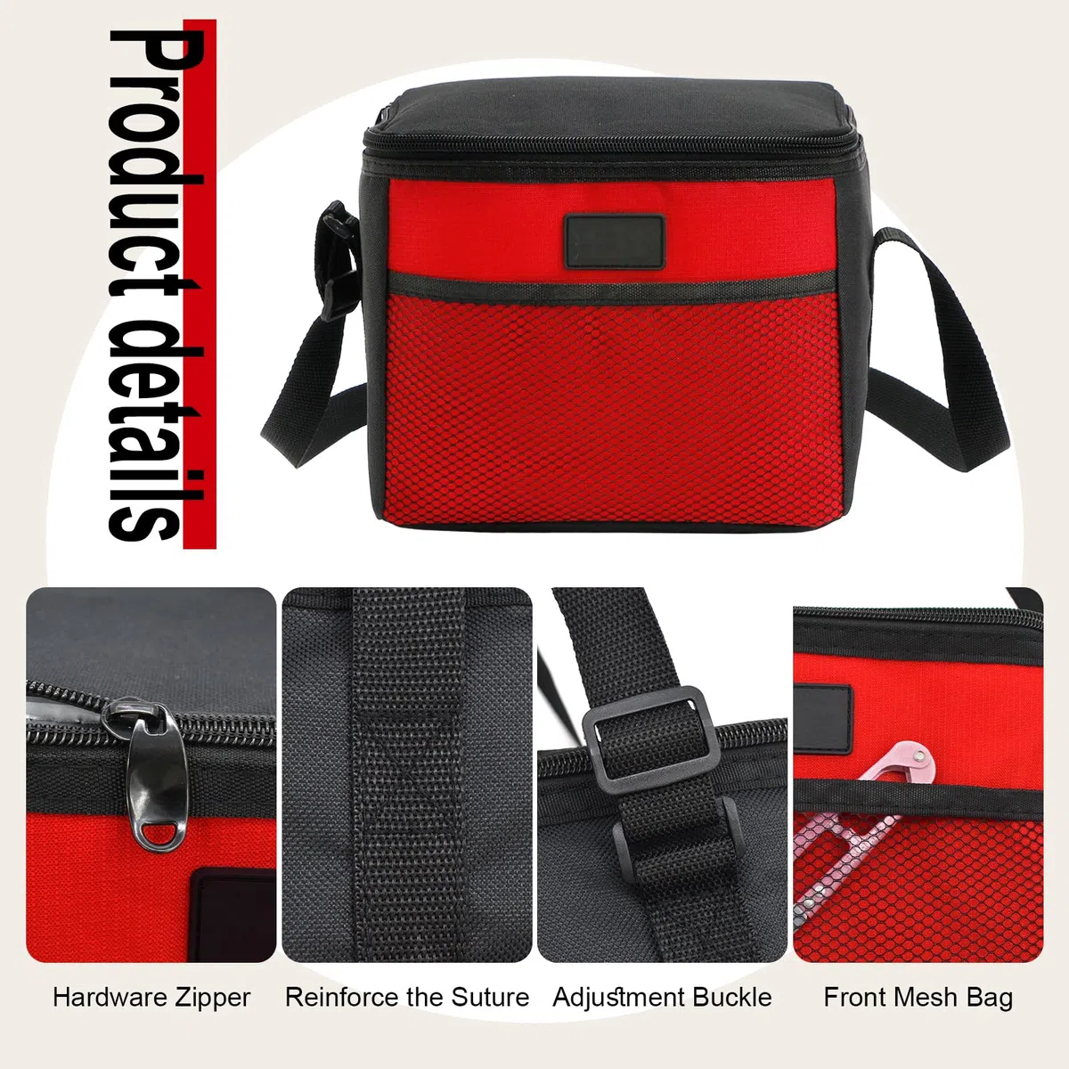 Nanxson Borsa Termica Porta Pranzo, 5L Borsa Frigo Piccola Pranzo Riutilizzabile per Ufficio, Escursionismo, Picnic All'aperto, Barbecue (5L,Rosso)