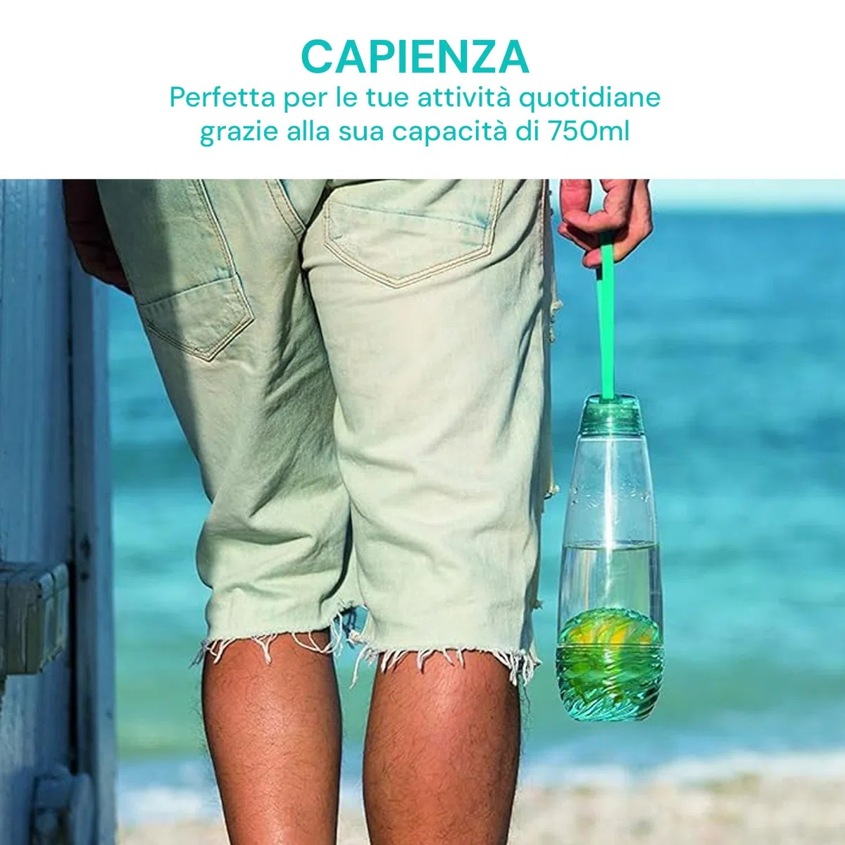Avilia Borraccia Trasparente e Azzurra con Infusore 750ml - Ideale da Portare con sè e per Preparare Thè e Tisane - Comodo Infusore Removibile Facile da Pulire e per Aromi Sempre Freschi