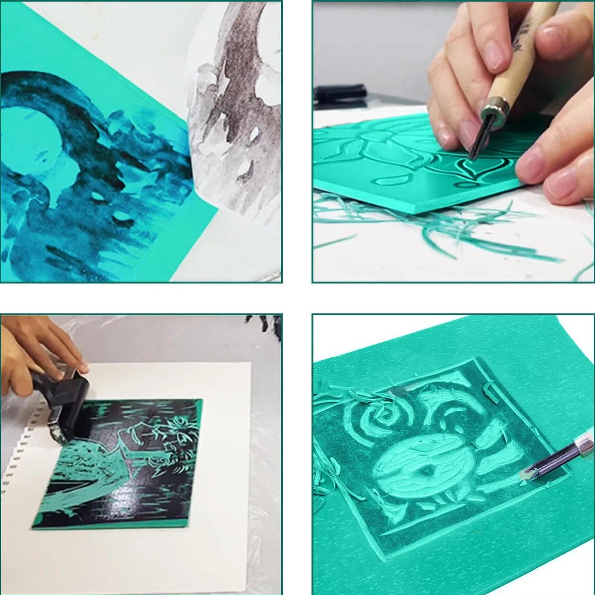 LPZMPZ 2 Pz Linoleum per Incisione Fogli di Gomma A4 Gomma Eva Morbida per la Realizzazione di Stampe, Stampa su Linoleum 21 x 30 cm (Grüner)