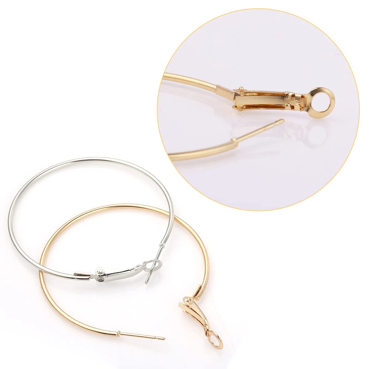 96 Pezzi Cerchi per Orecchini per Creazione di Gioielli Perline Aperte Orecchini Cerchio in Oro Argento Orecchini a Cerchio Rotondi Artigianato Ganci per Orecchini Fai da Te 20mm 25mm 30mm 40mm