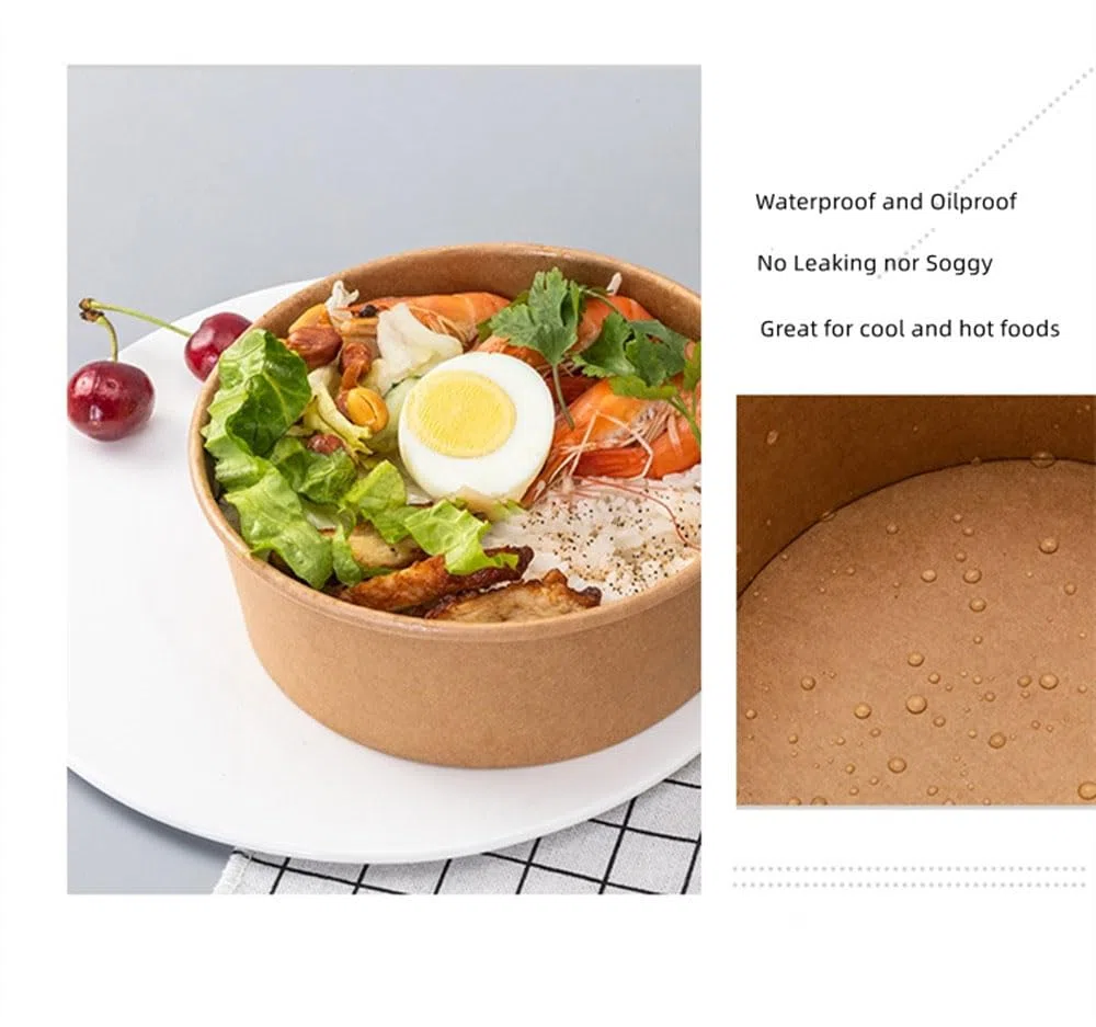 Lesi Ciotole di carta usa e getta da 1000ml (35 Oz) – Senza coperchio incluso, contenitori da asporto in carta kraft marrone per insalata, zuppa, ramen