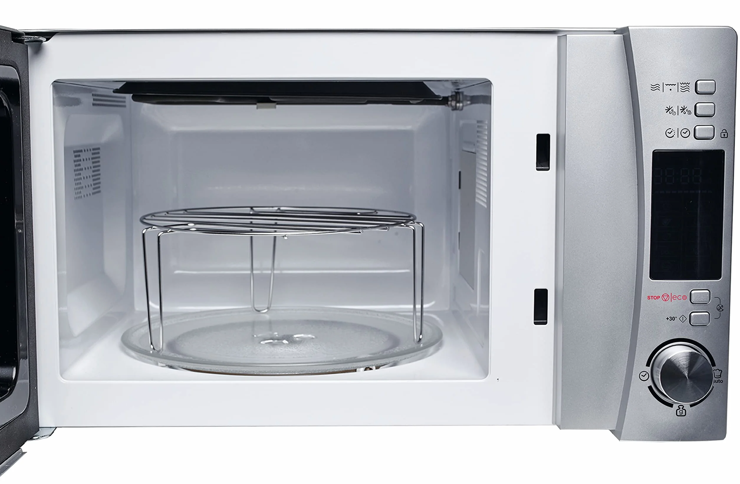 Candy COOKinAPP Forno a Microonde con Grill, 20 Litri, 700W, 40 Programmi, App Simply-Fi, Funzione Defrost e Start Express, Child Lock, Libera Installazione, 44 x 35,75 x 25,9 cm, Argento - CMXG20DS