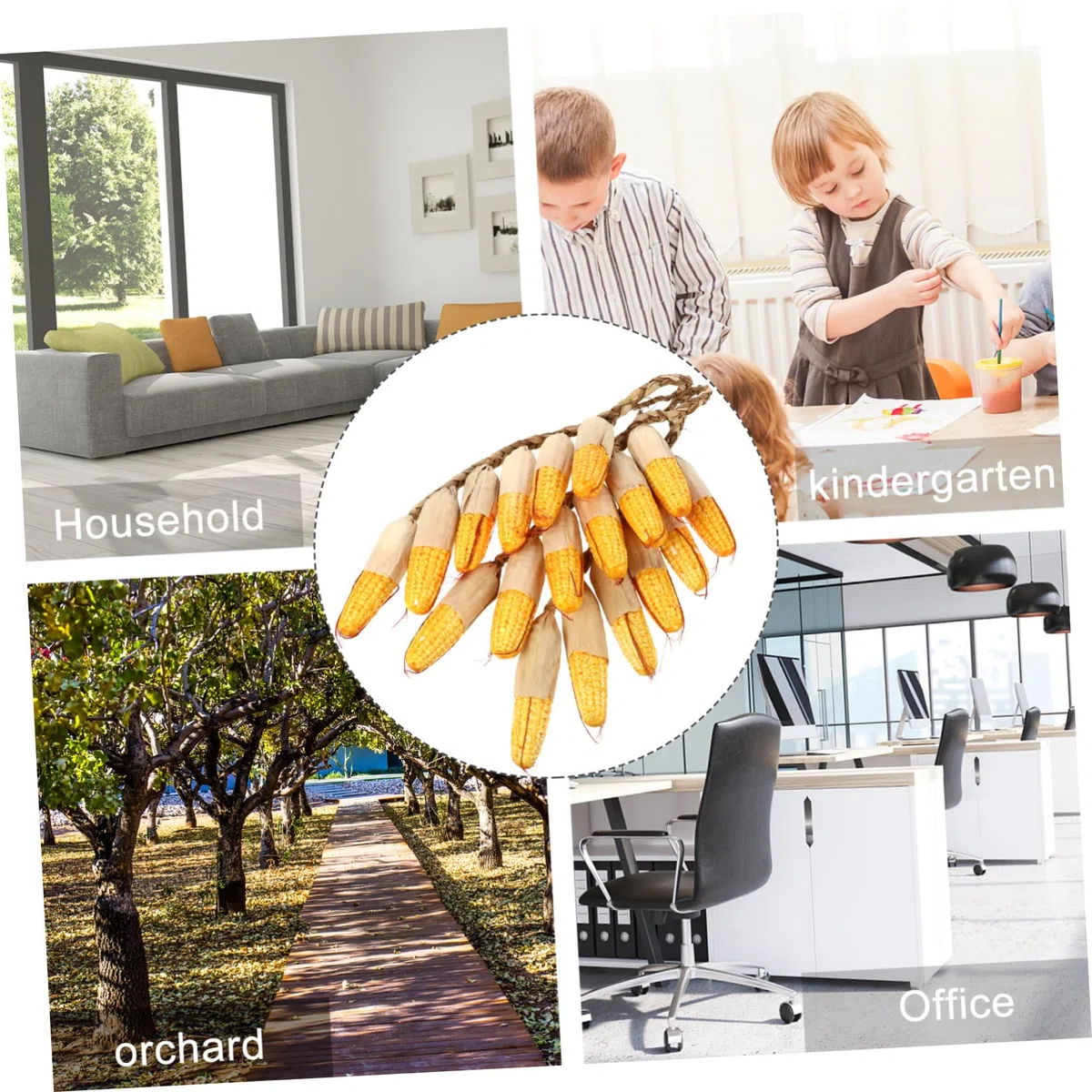 3 Pezzi Decorazione di Mais Artificiale Realistico per Interni ed Esterni, Spiedini di Pannocchie Naturali Vivide per Cucina e Asilo