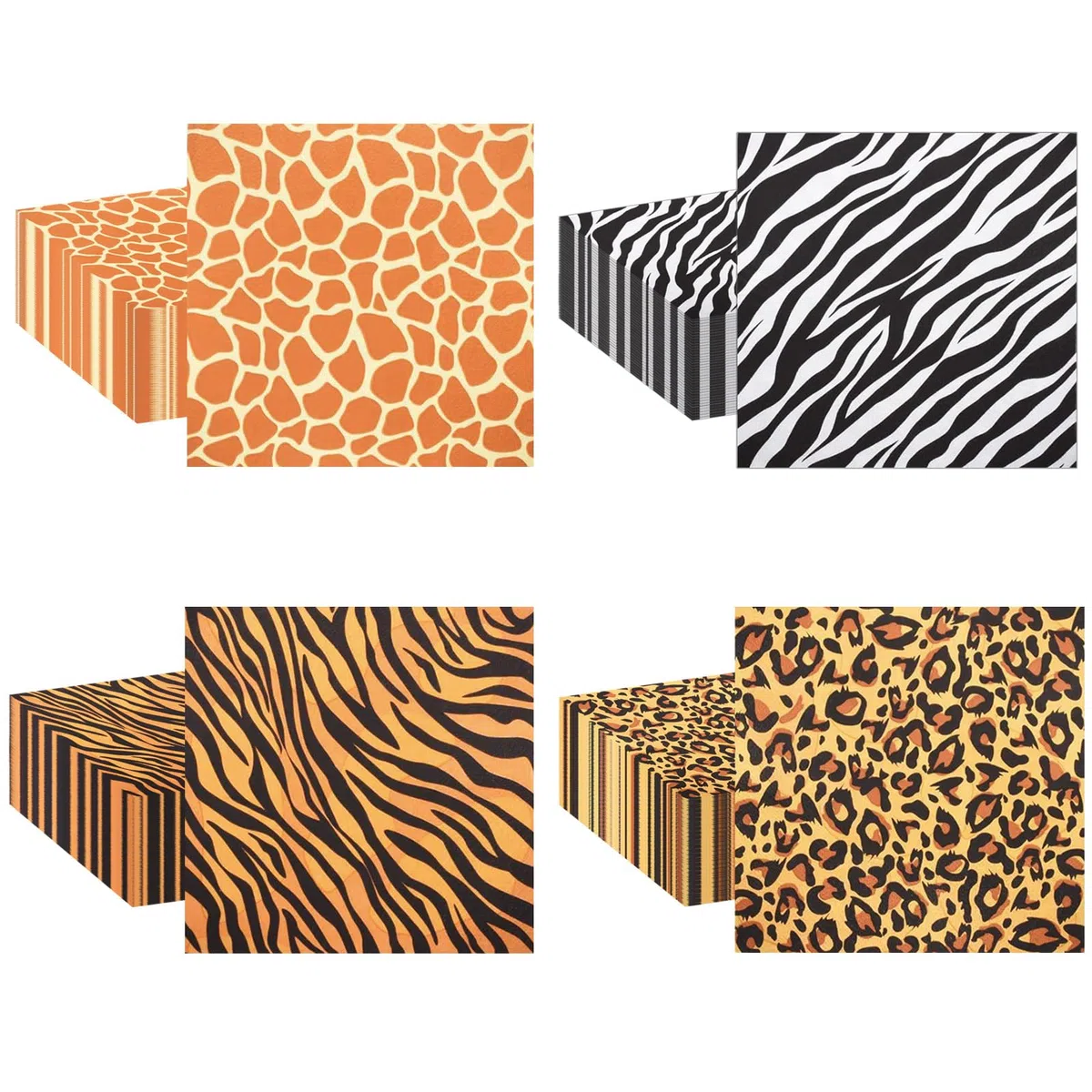 POPOYU 80 tovaglioli animalier, leopardata, tovagliolo tigre, giraffa, decorazioni per feste di compleanno, baby shower, safari giungla
