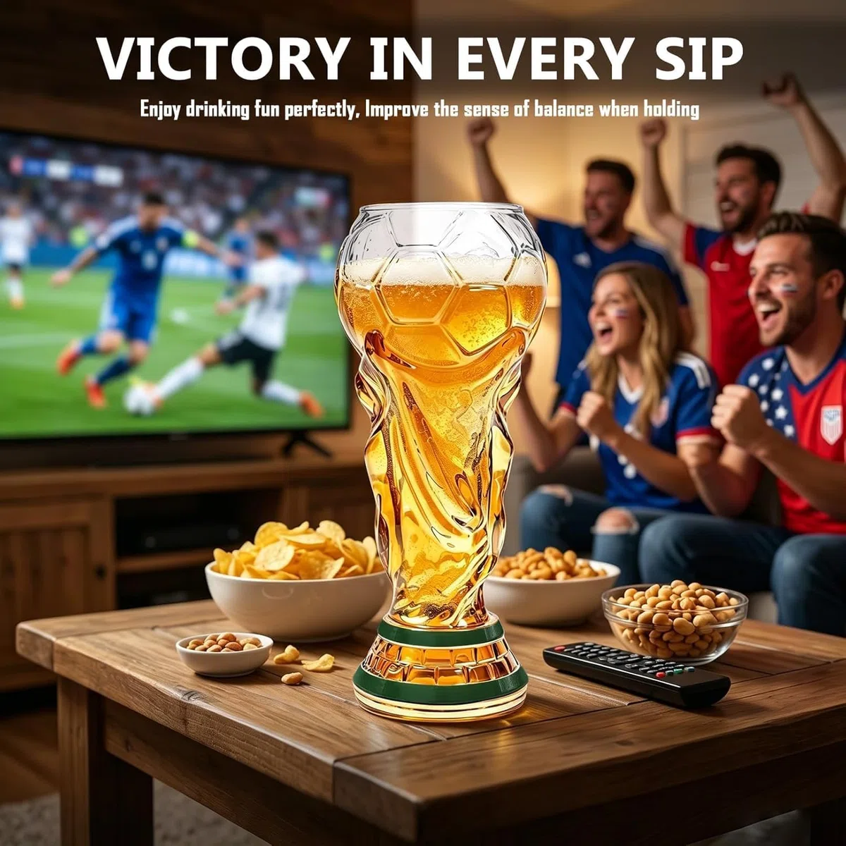 ZVD Coppa del Mondo Trophy, Bicchieri da birra per la Coppa del Mondo di Calcio 2026, 450 ml, Boccale di birra, Regalo per gli appassionati di calcio (trasparente)