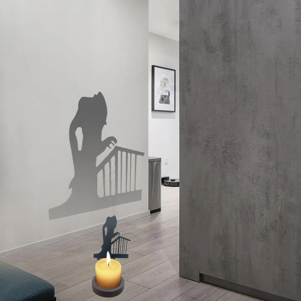 Portacandele Nosferatu Ghost Shadow Caster, Portacandele Tealight Halloween Horror, Candelabri Spettrali in Metallo Decorazioni for la Casa Gotica