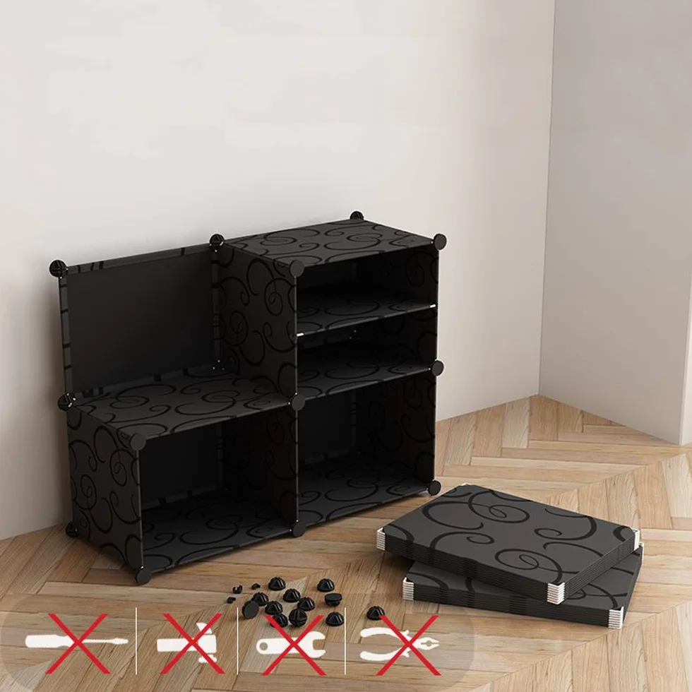 Eulenke Armadio a cubi in plastica: Sistema di 20 cubi resistenti, 2 asta per abiti, 12 porte e guardaroba. Capacità di 10 kg per cubo. Montaggio facile, accessori inclusi.