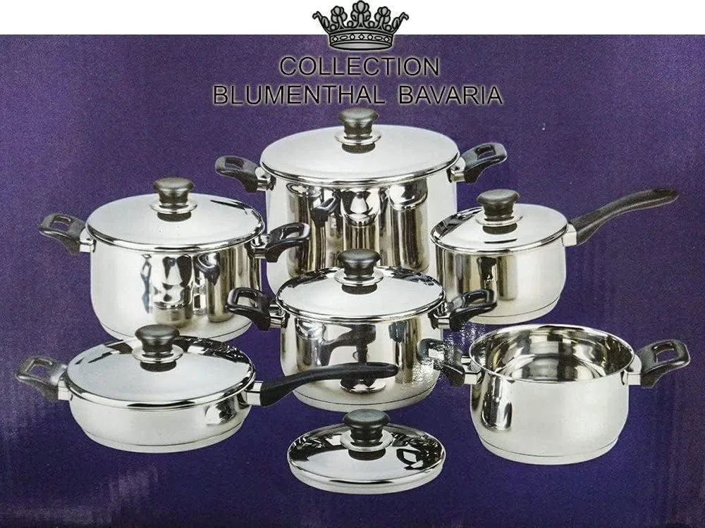 BATTERIA DI PENTOLE BAVARIA 12 PEZZI IN ACCIAIO INOX 18/10 new model